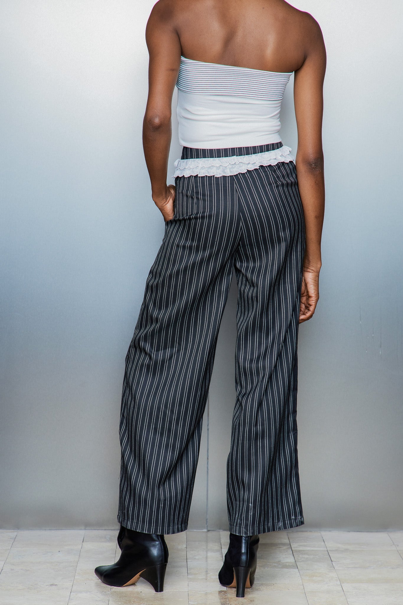 Cassio Stripe Lace Straight Pants