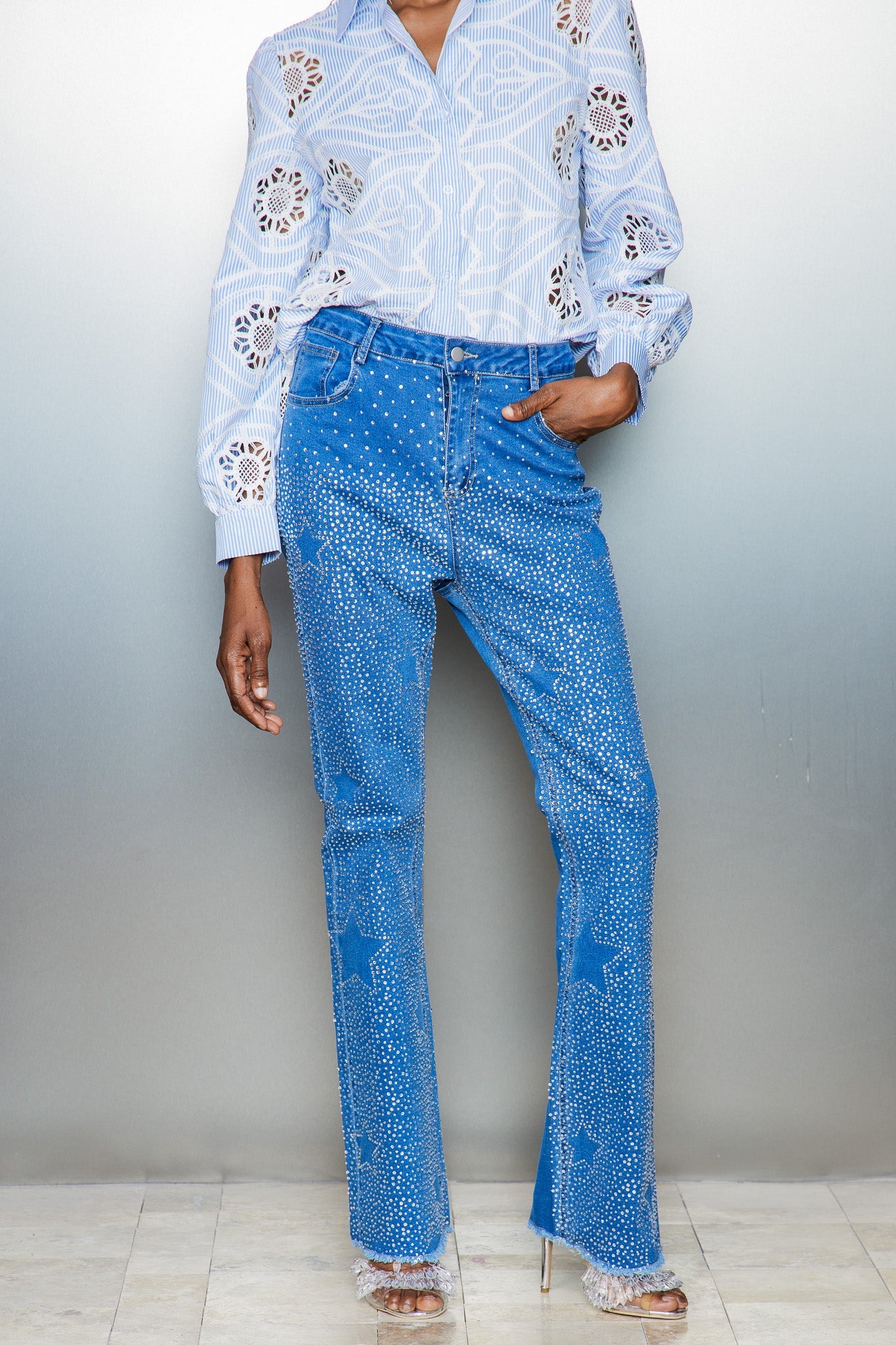 Catello Rhinestone Star Jeans