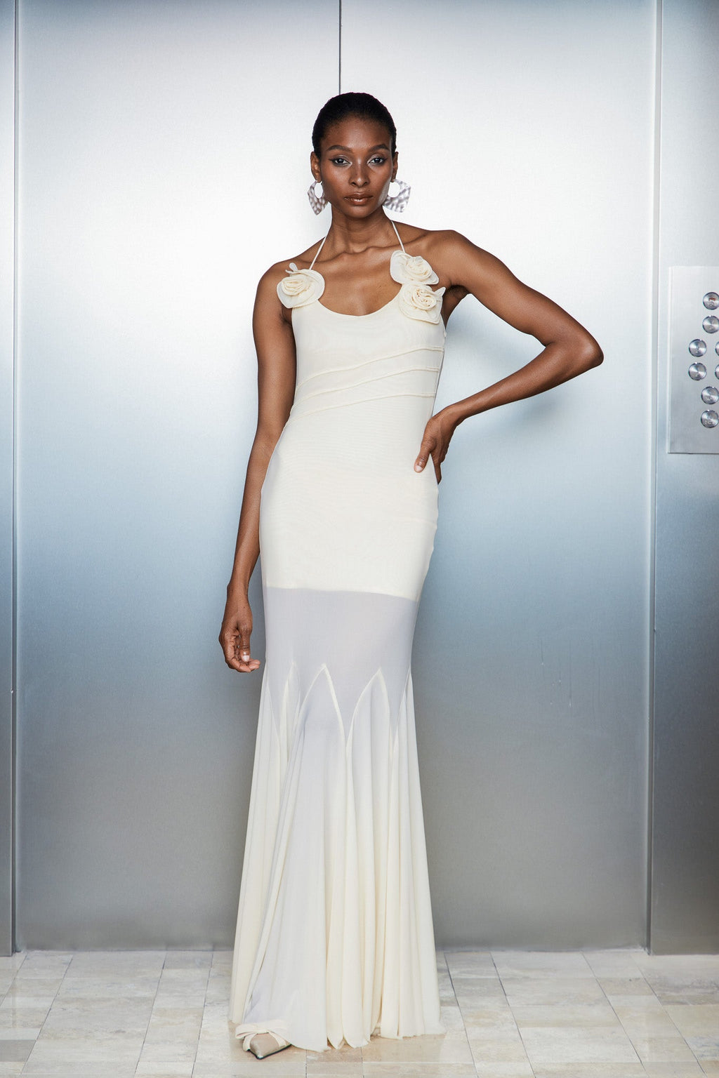 Catguocaun Flower Ruffle Maxi Dress