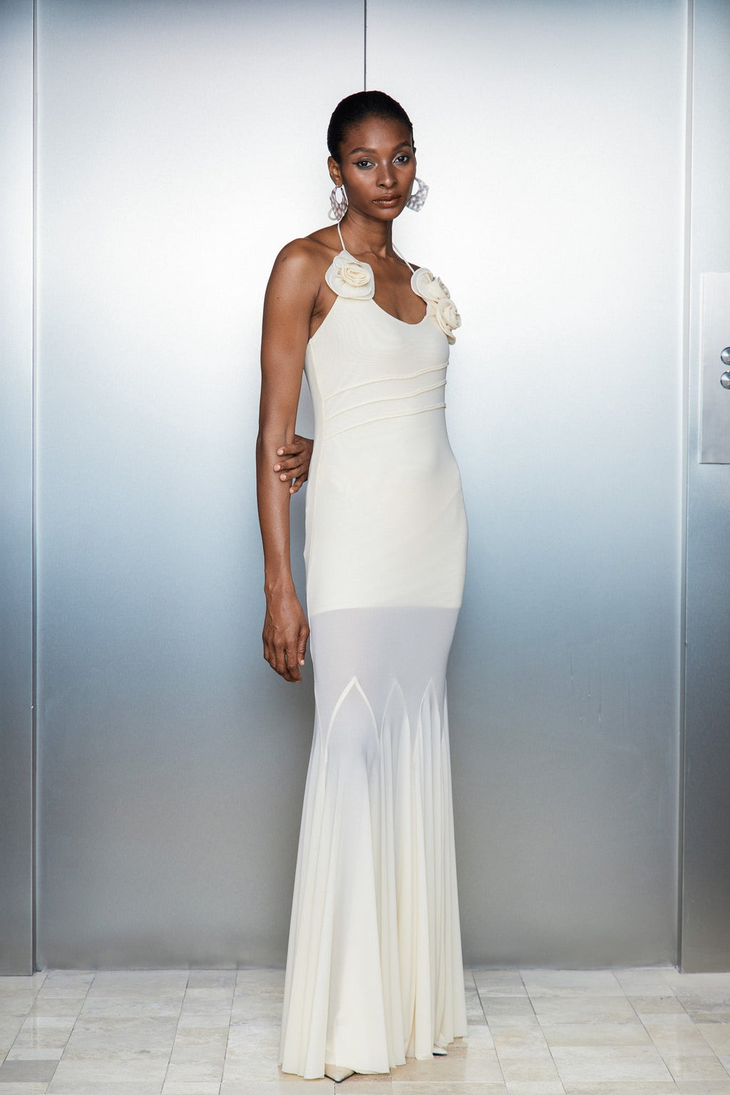 Catguocaun Flower Ruffle Maxi Dress