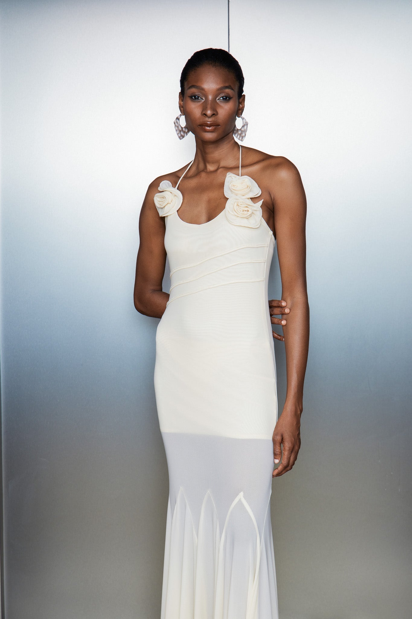 Catguocaun Flower Ruffle Maxi Dress