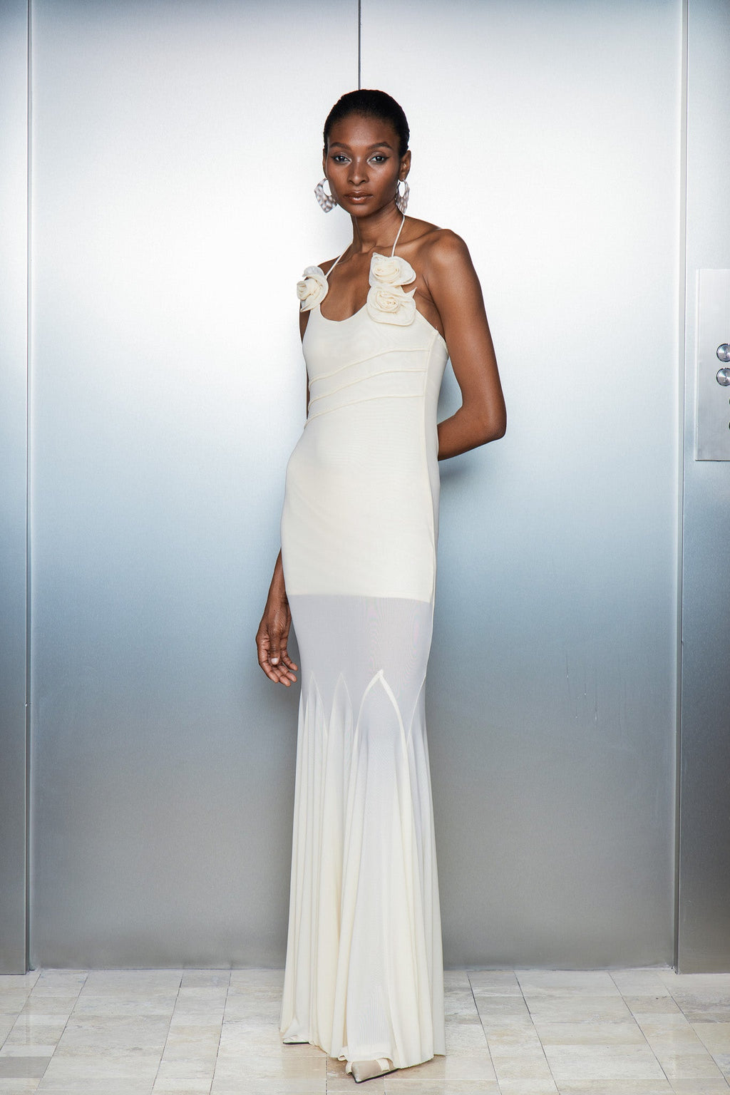 Catguocaun Flower Ruffle Maxi Dress