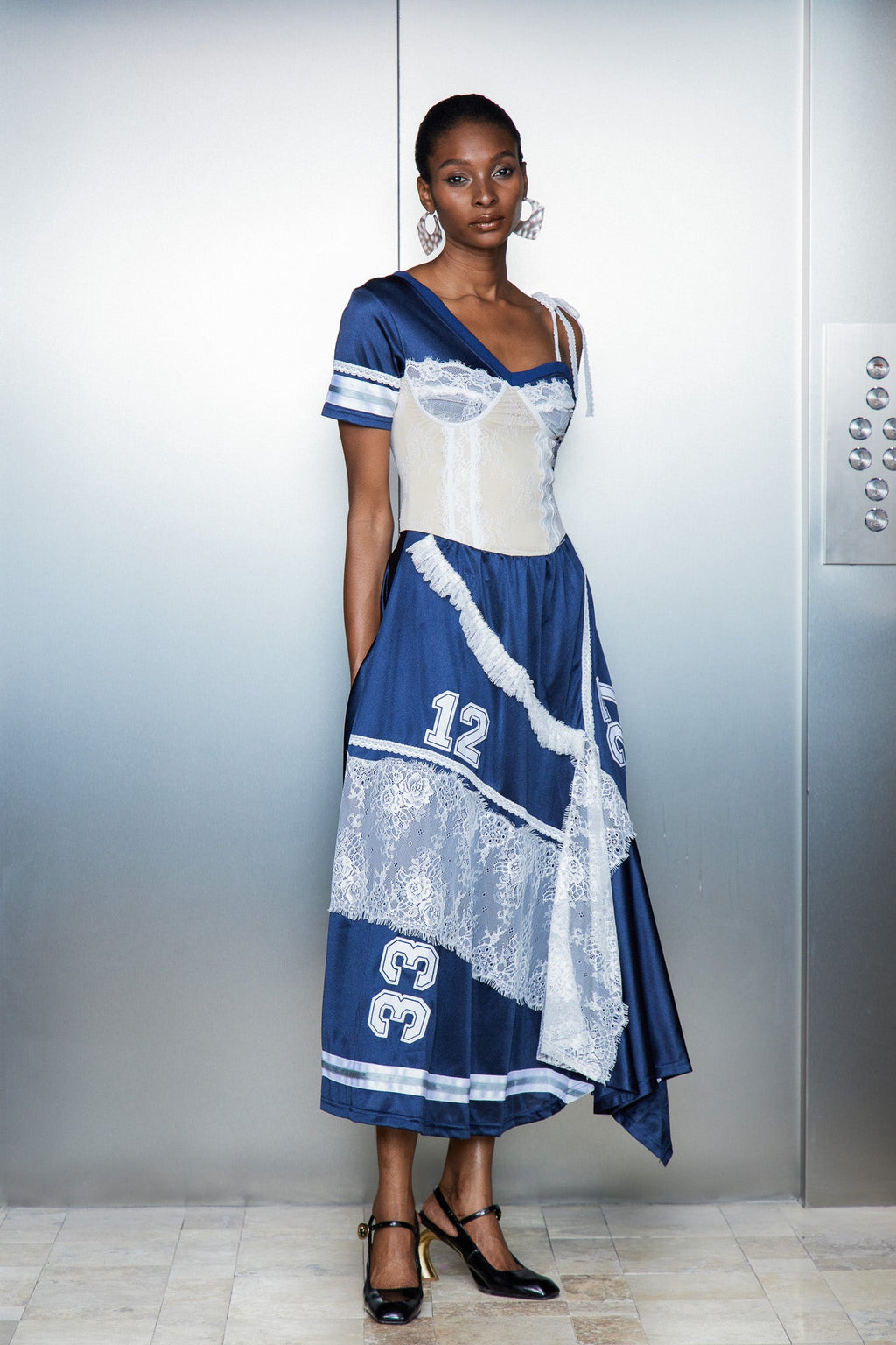 Catharine Lace Deconstruct Asymmetric Maxi Dress