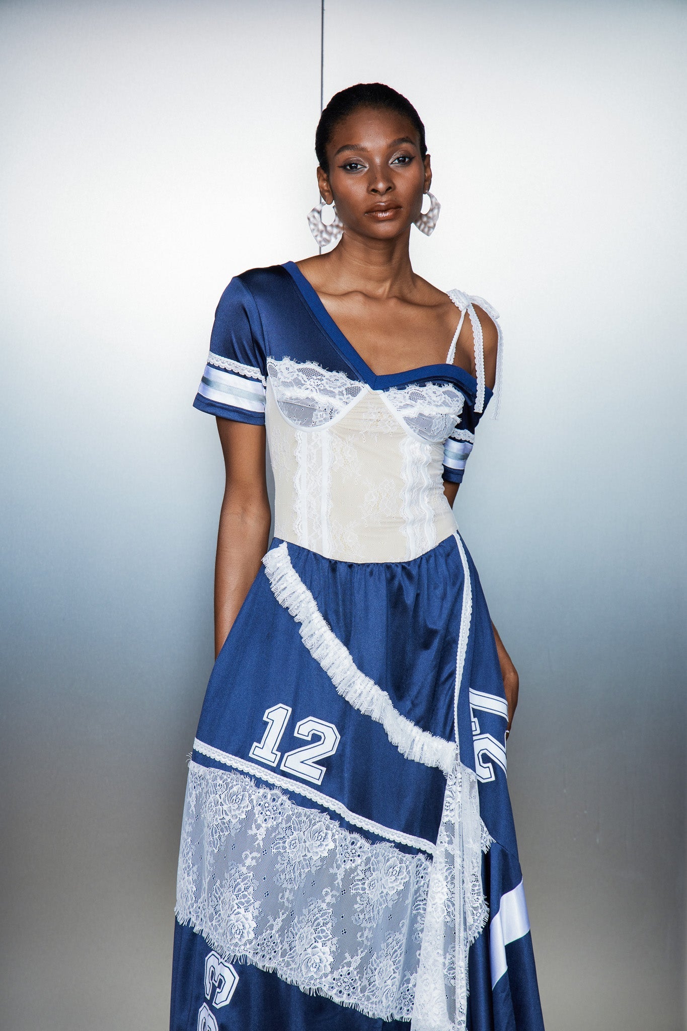 Catharine Lace Deconstruct Asymmetric Maxi Dress