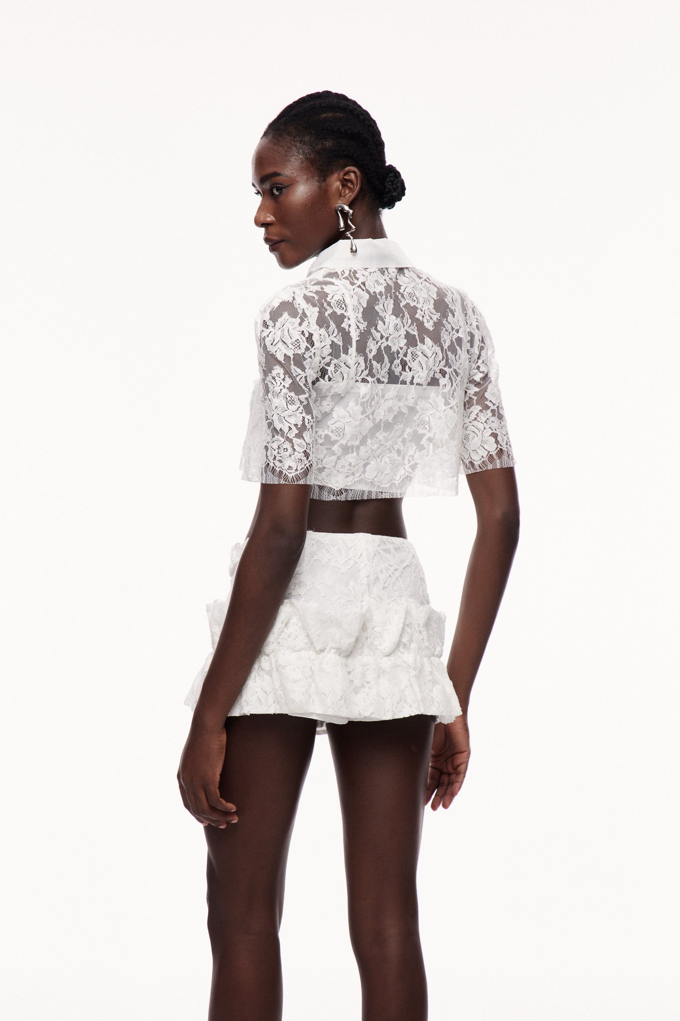 Catuxa Lace Cutout Bow Skirt Set