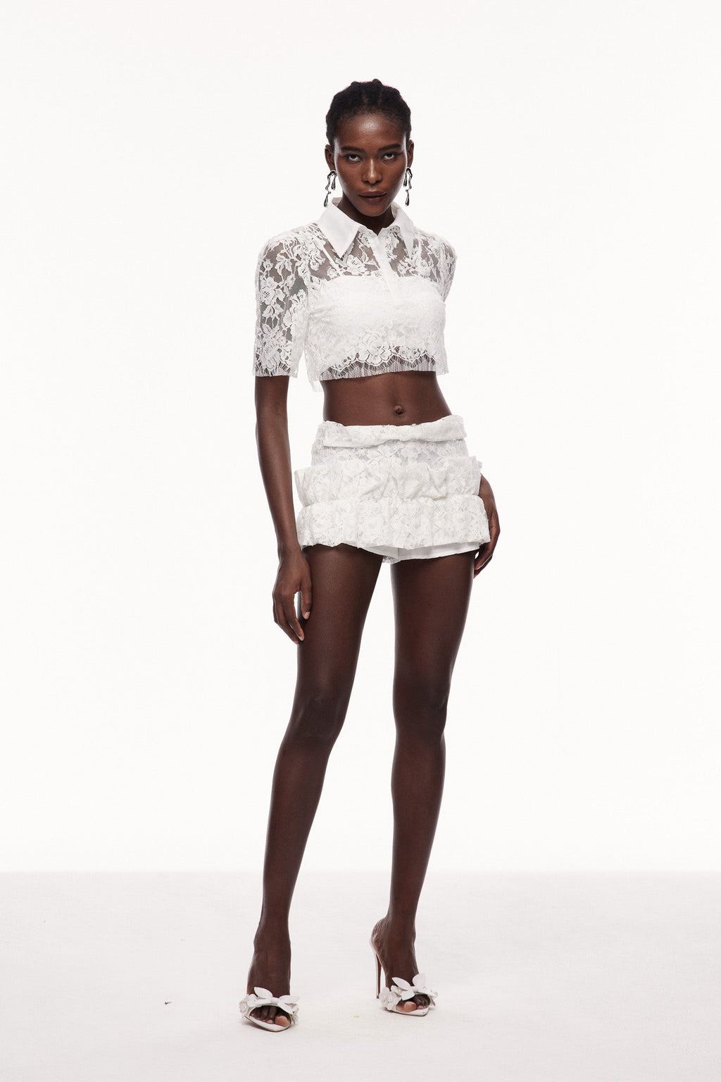 Catuxa Lace Cutout Bow Skirt Set