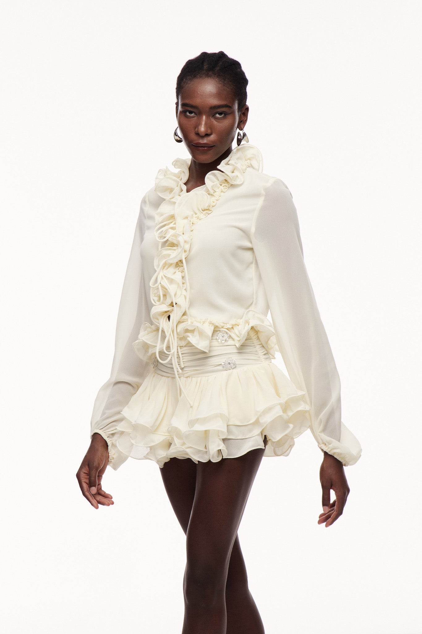 Cayden Ruffle Ruch Skirt Set