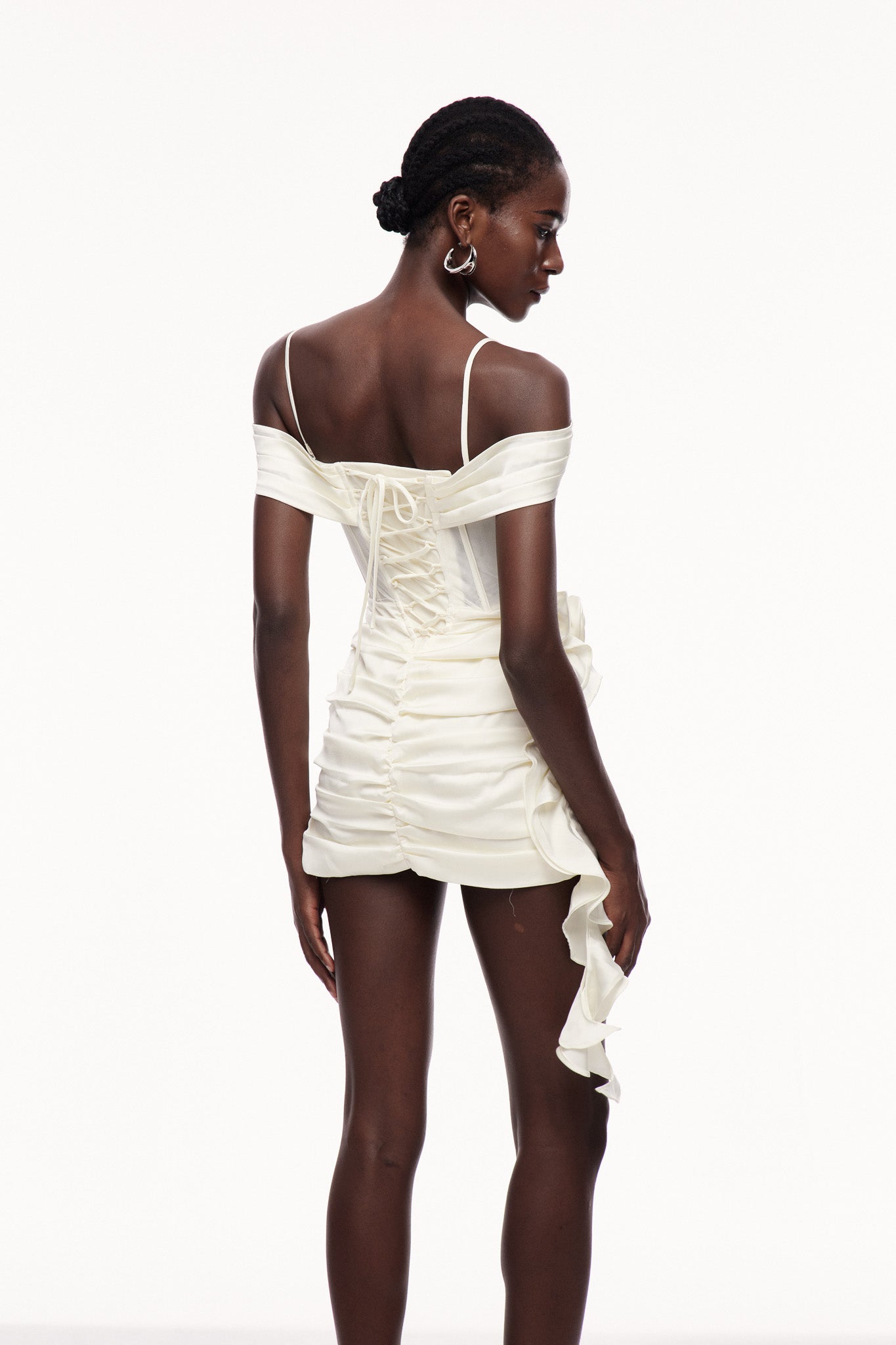 Cayetano Corset Ruch Fringe Mini Dress