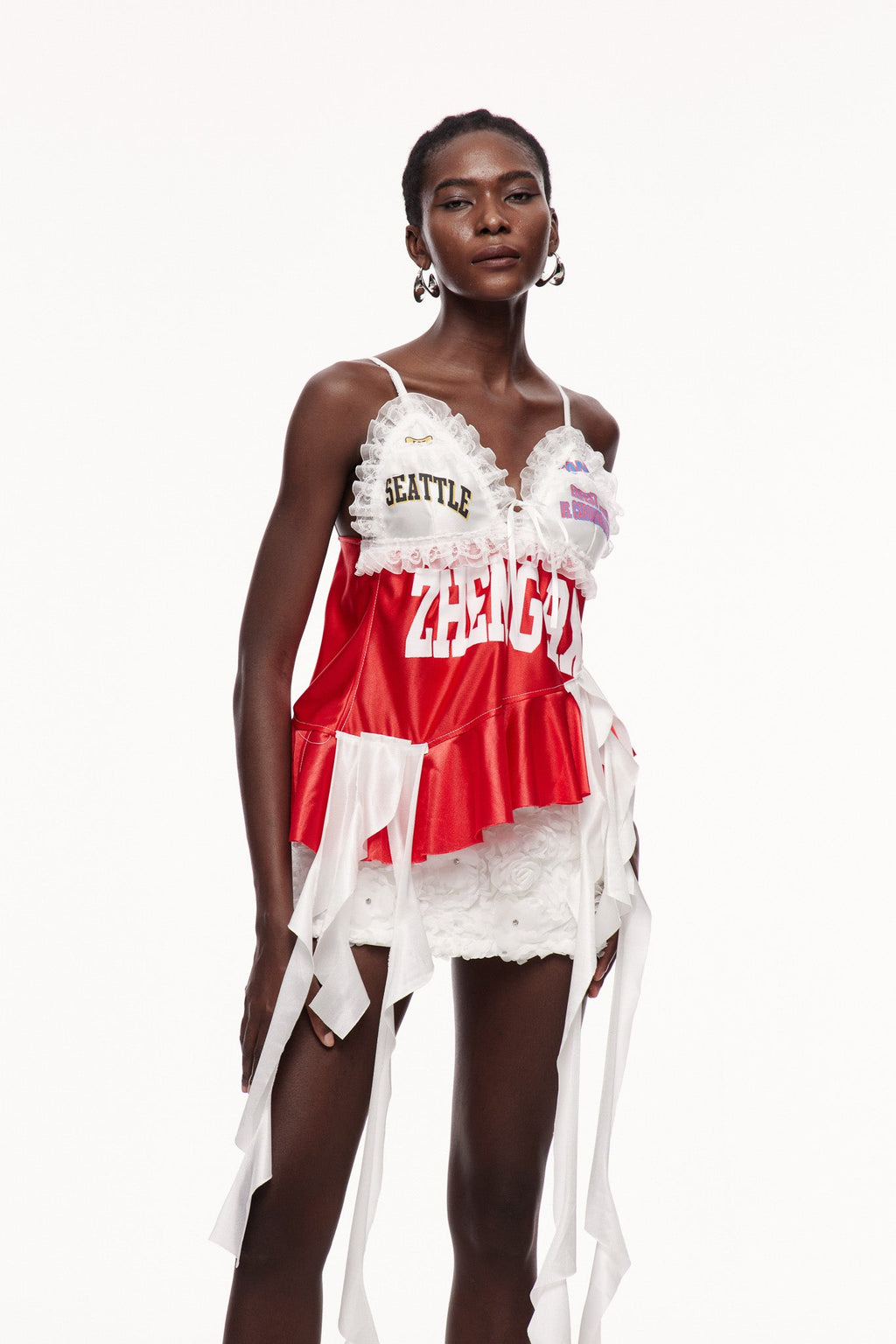 Ceallagh Lace Fringe Top In Red