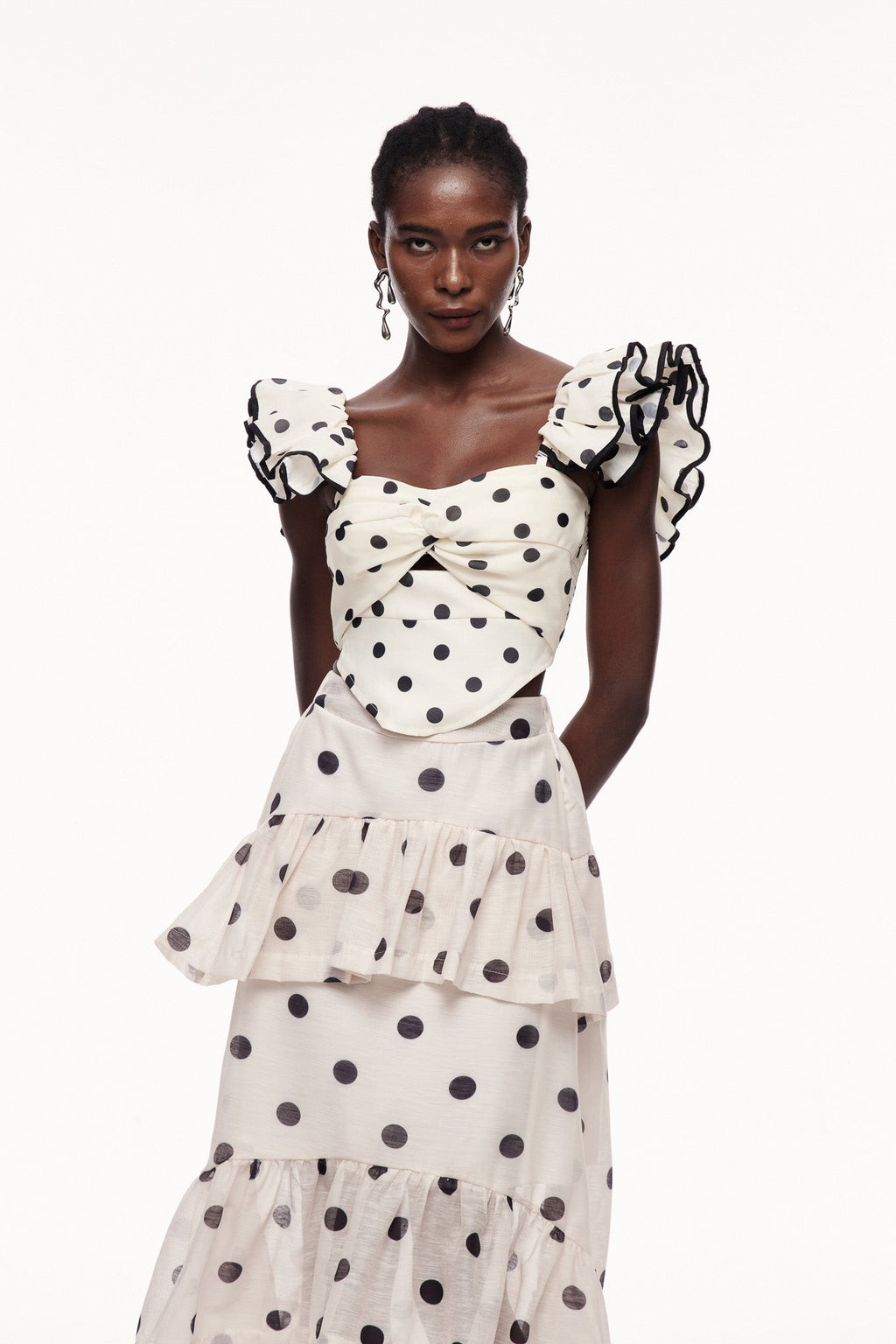 Celal Dot Ruffle Top