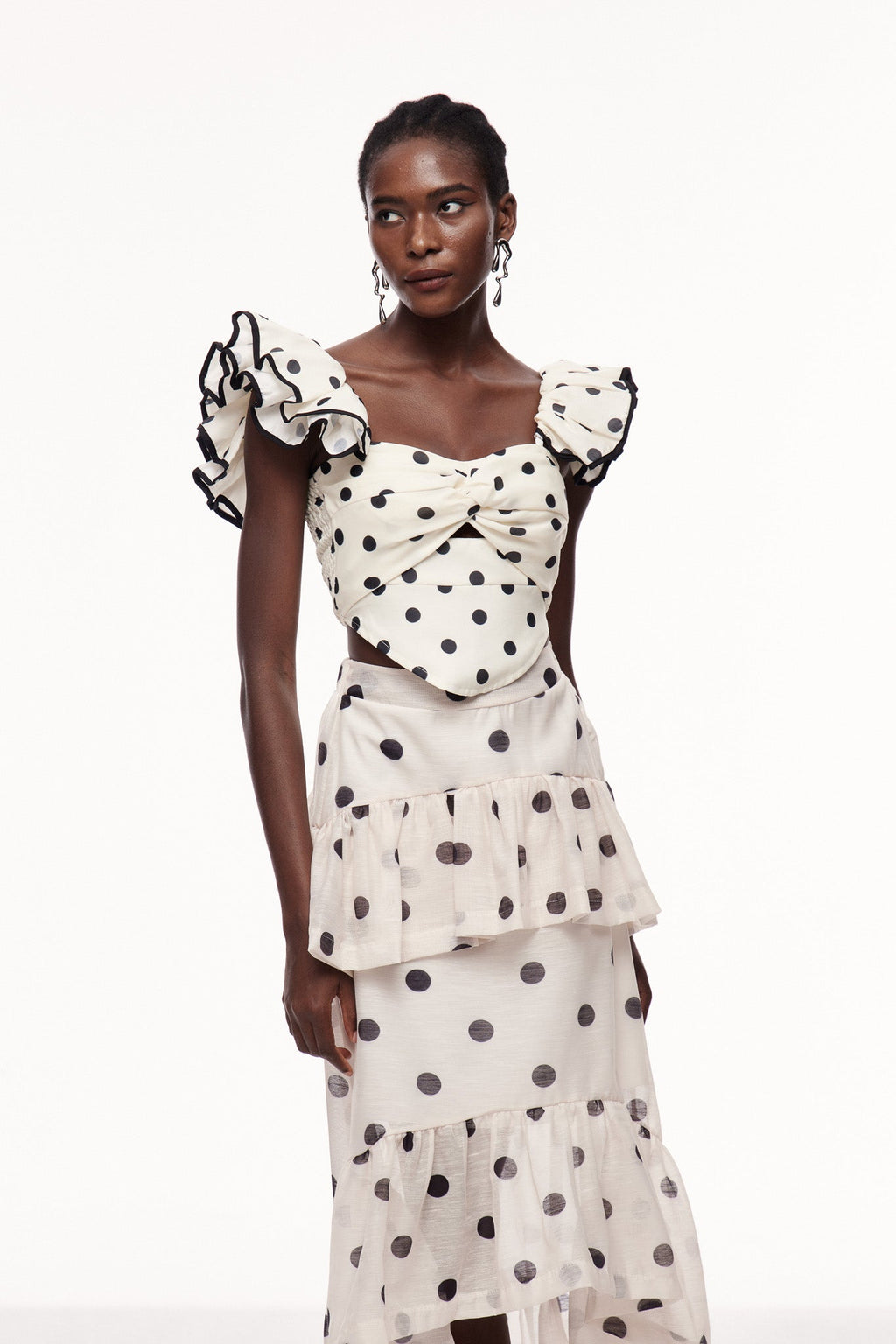 Celal Dot Ruffle Top