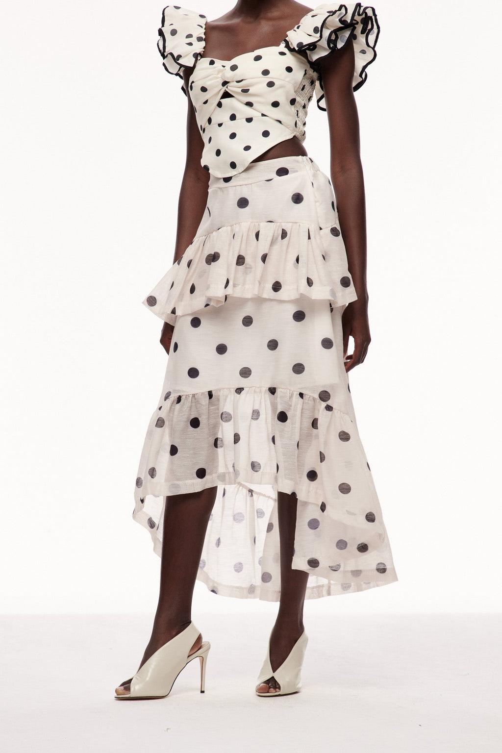 Celandine Dot Ruffle Maxi Skirt