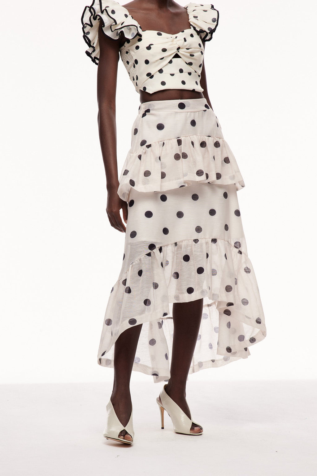 Celandine Dot Ruffle Maxi Skirt