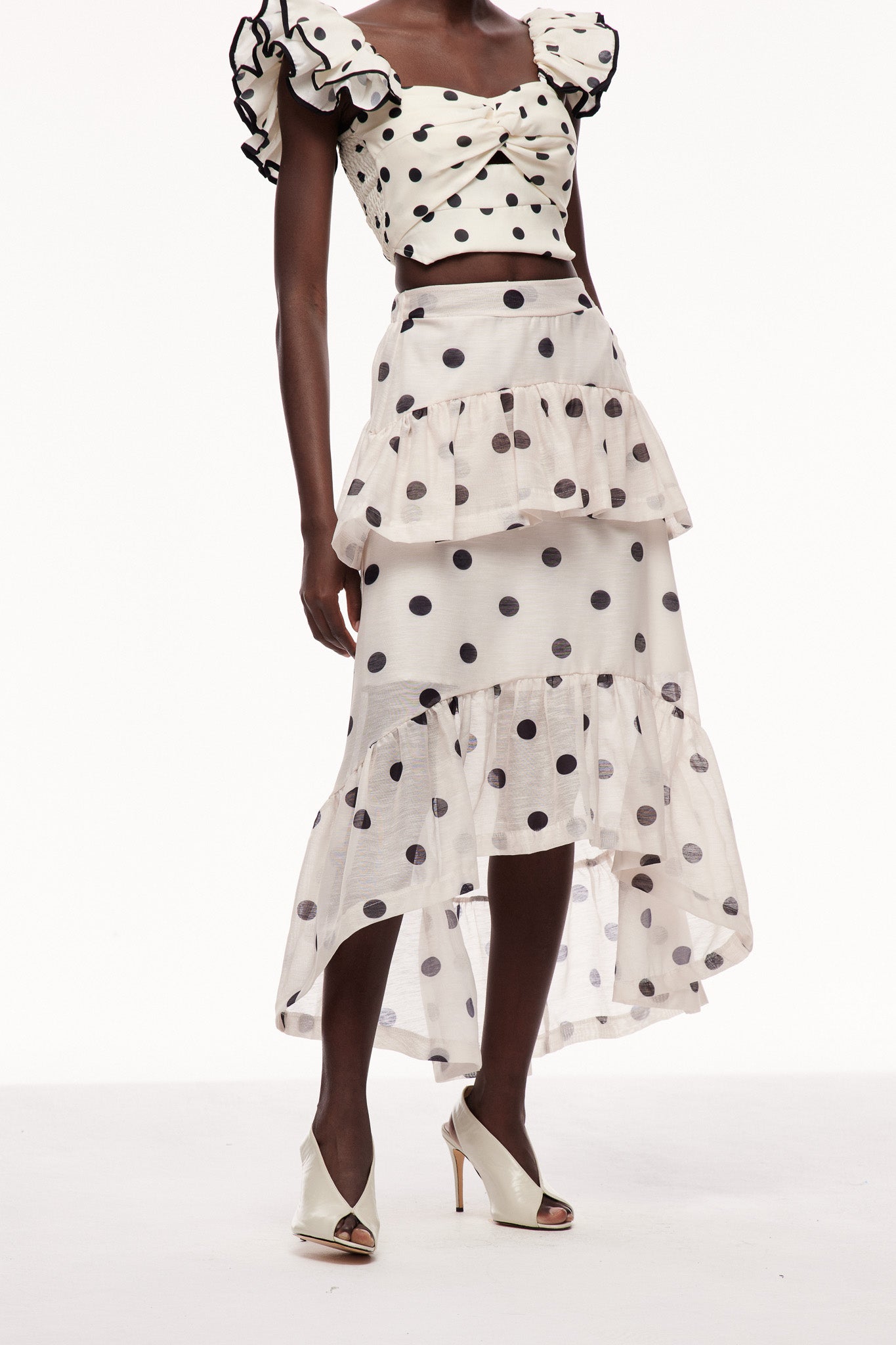 Celandine Dot Ruffle Maxi Skirt