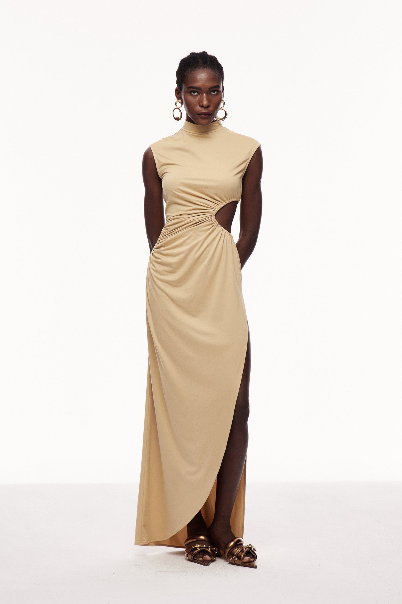 Celestine Drawstring Cutout Maxi Dress