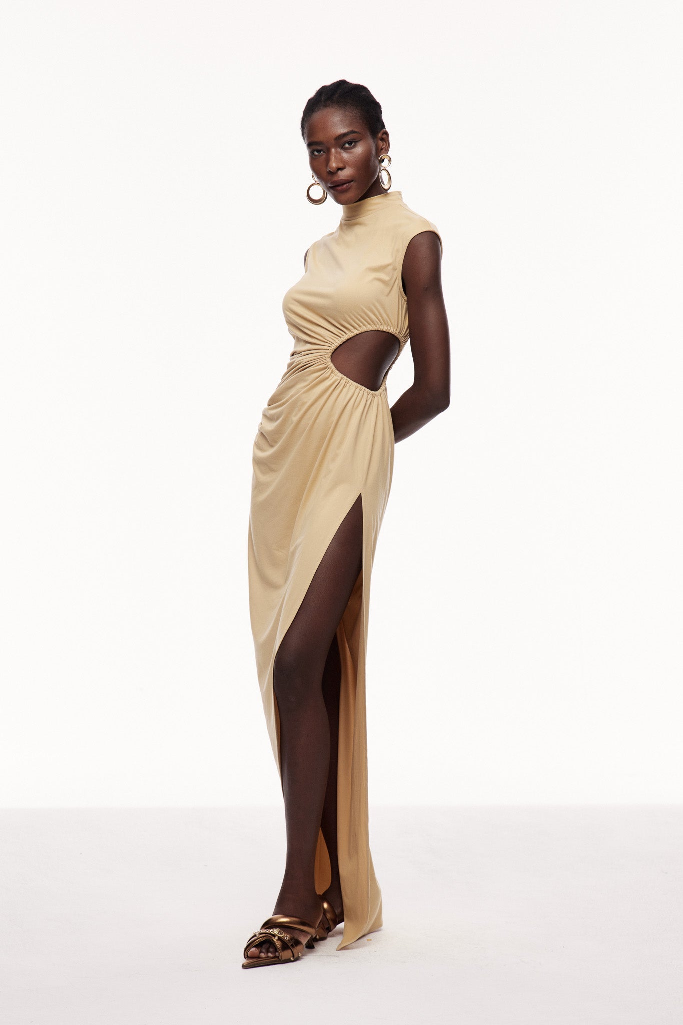 Celestine Drawstring Cutout Maxi Dress
