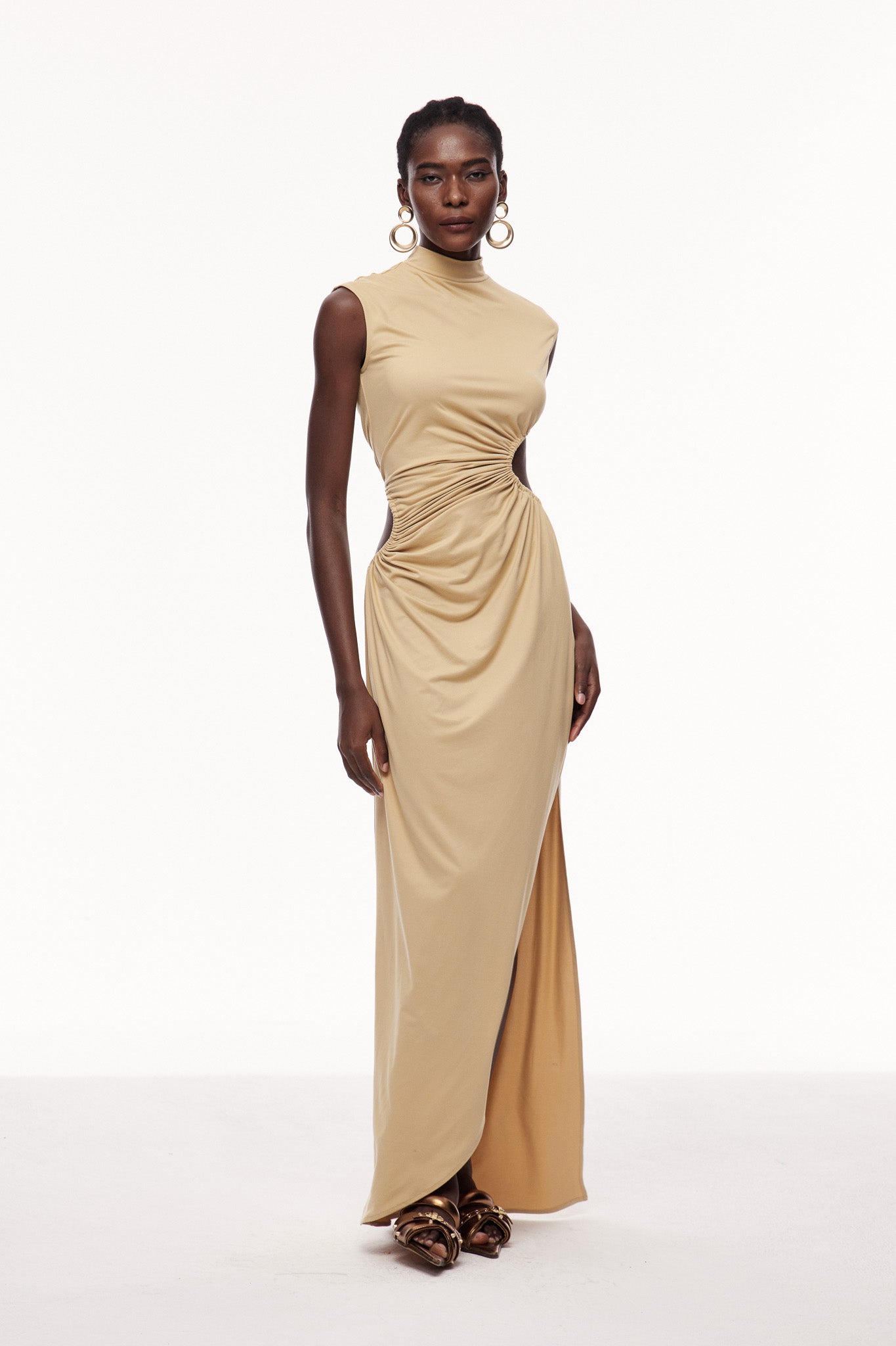 Celestine Drawstring Cutout Maxi Dress