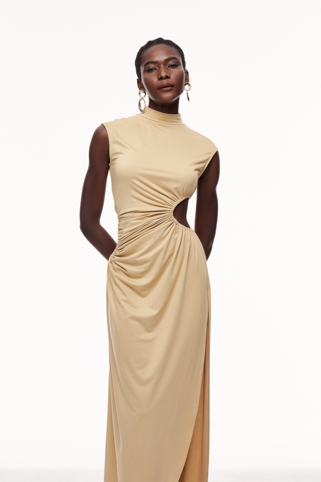 Celestine Drawstring Cutout Maxi Dress