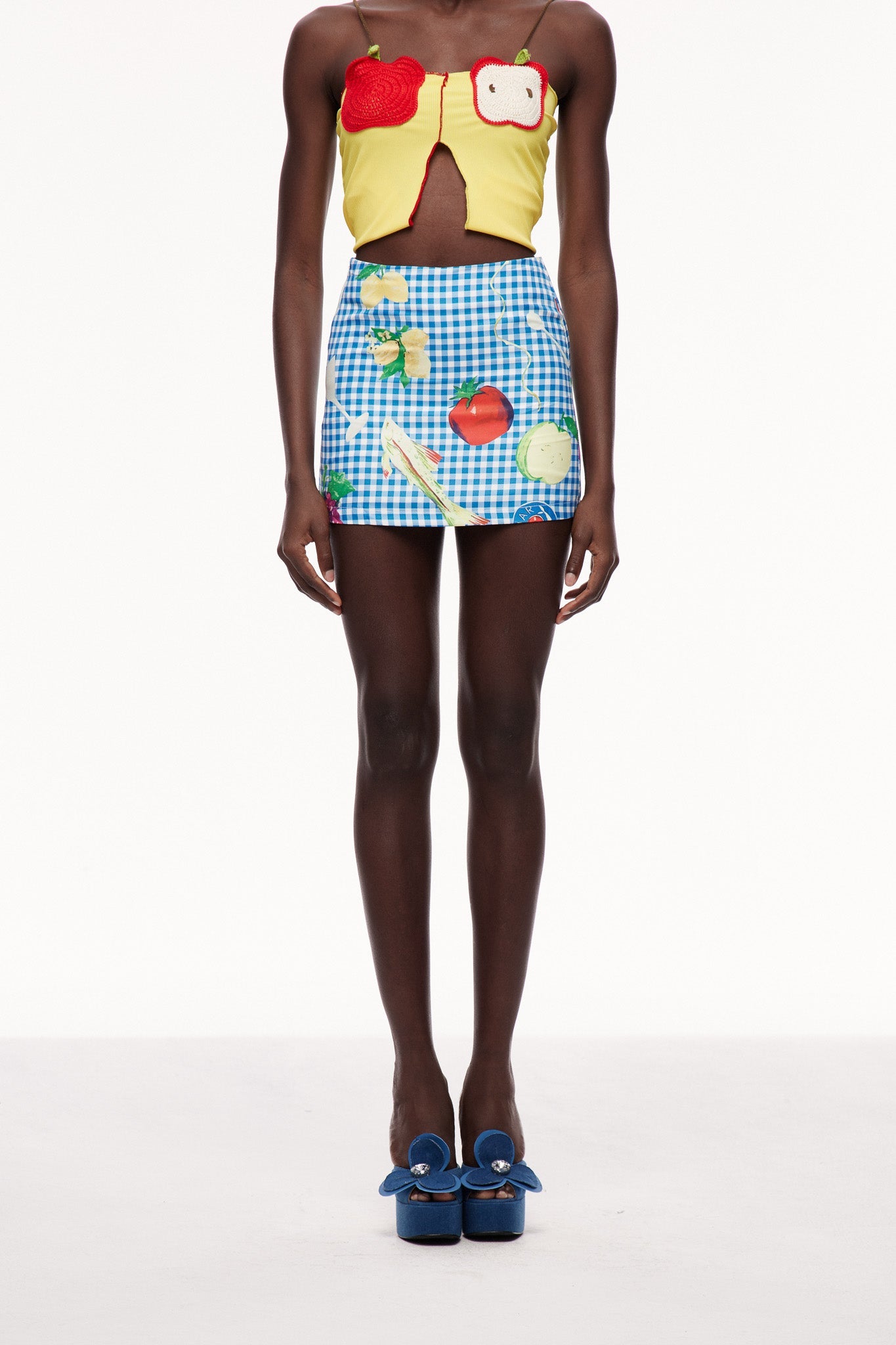 Celestyna Print Grid Mini Skirt