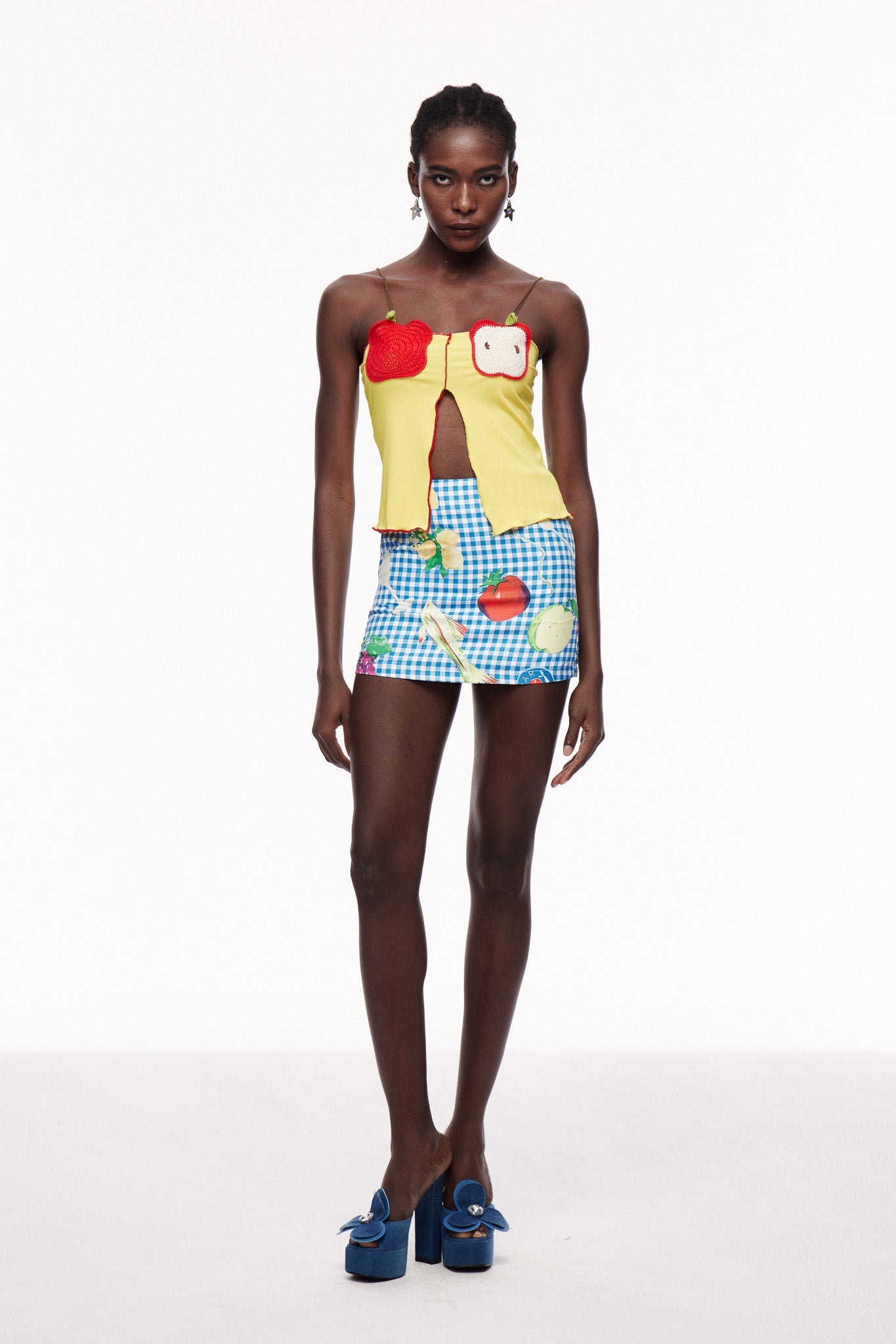 Celestyna Print Grid Mini Skirt