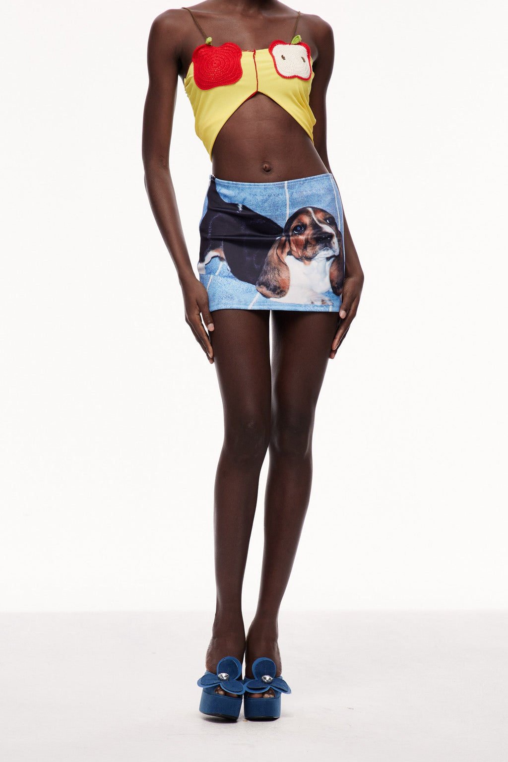 Celia Print Denim Mini Skirt