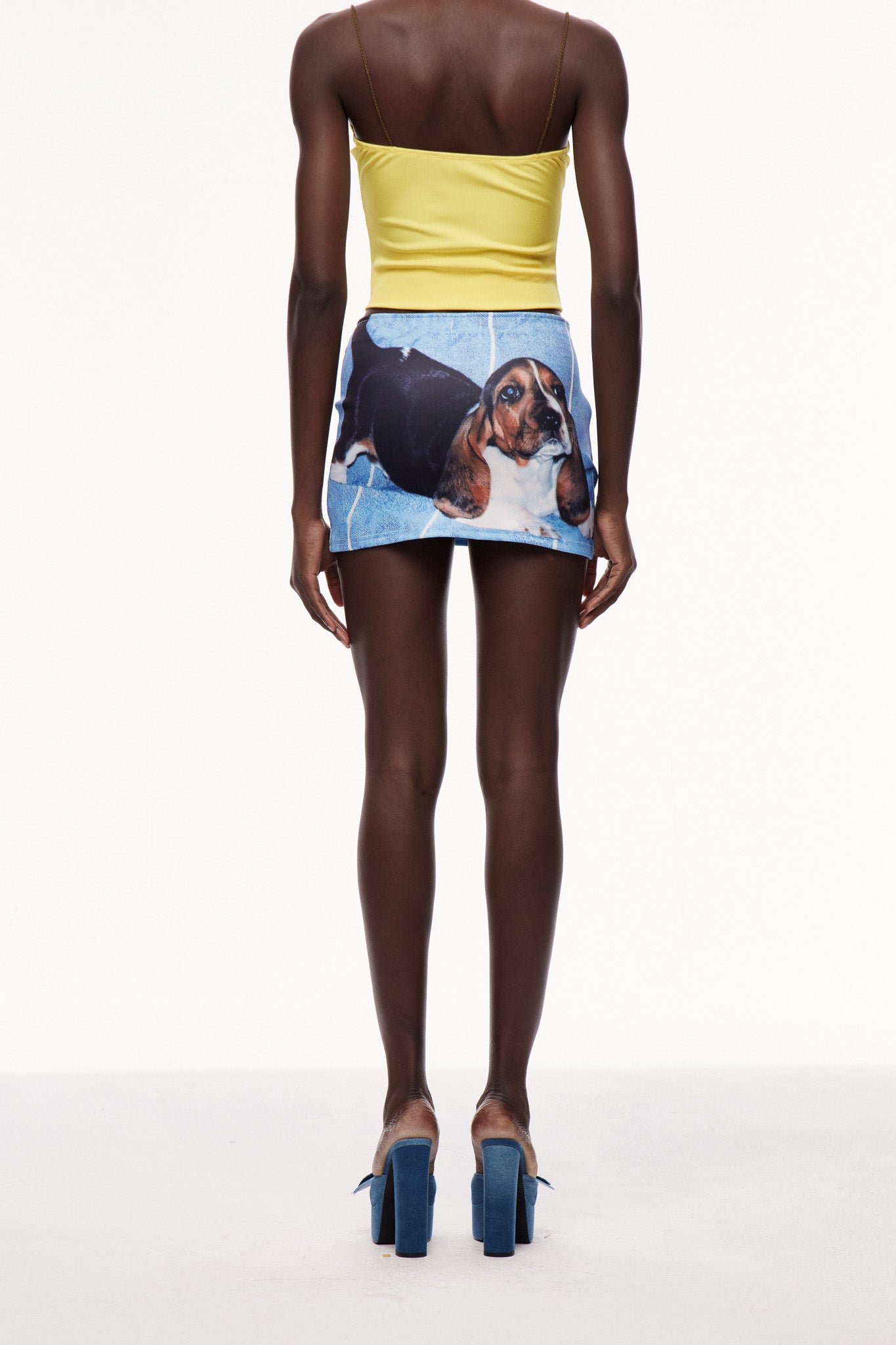 Celia Print Denim Mini Skirt