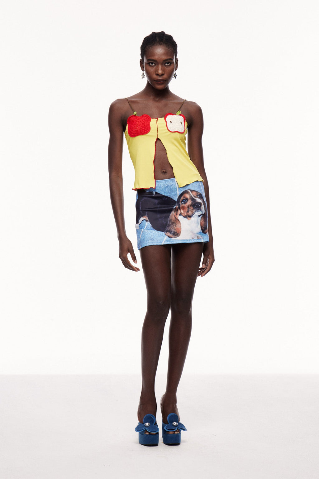 Celia Print Denim Mini Skirt