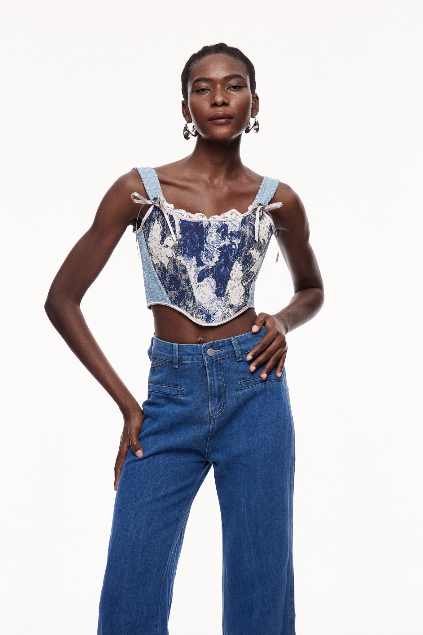 Celyn Print Sequin Corset Top