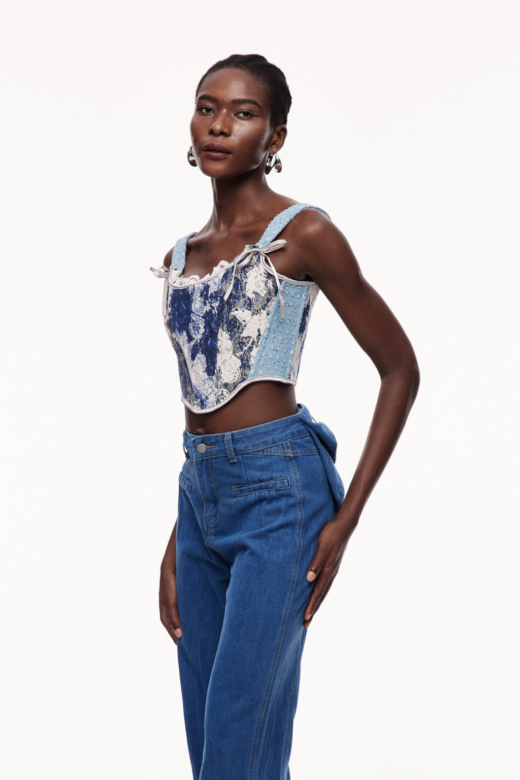 Celyn Print Sequin Corset Top