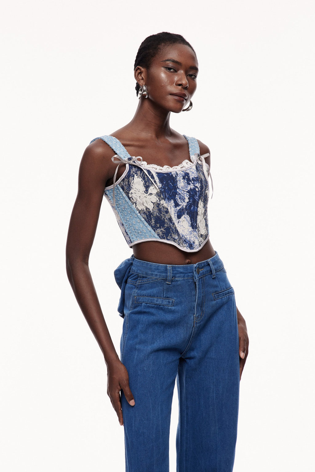 Celyn Print Sequin Corset Top