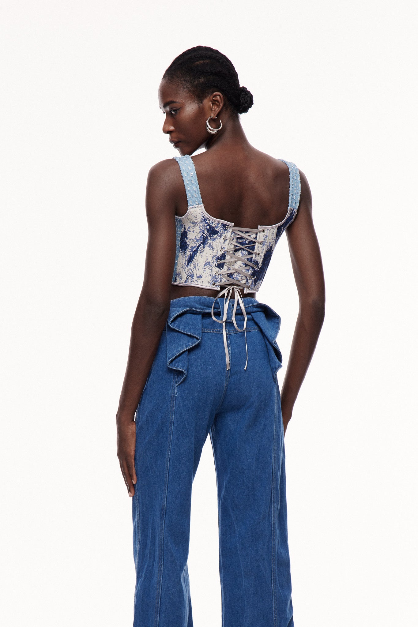 Celyn Print Sequin Corset Top