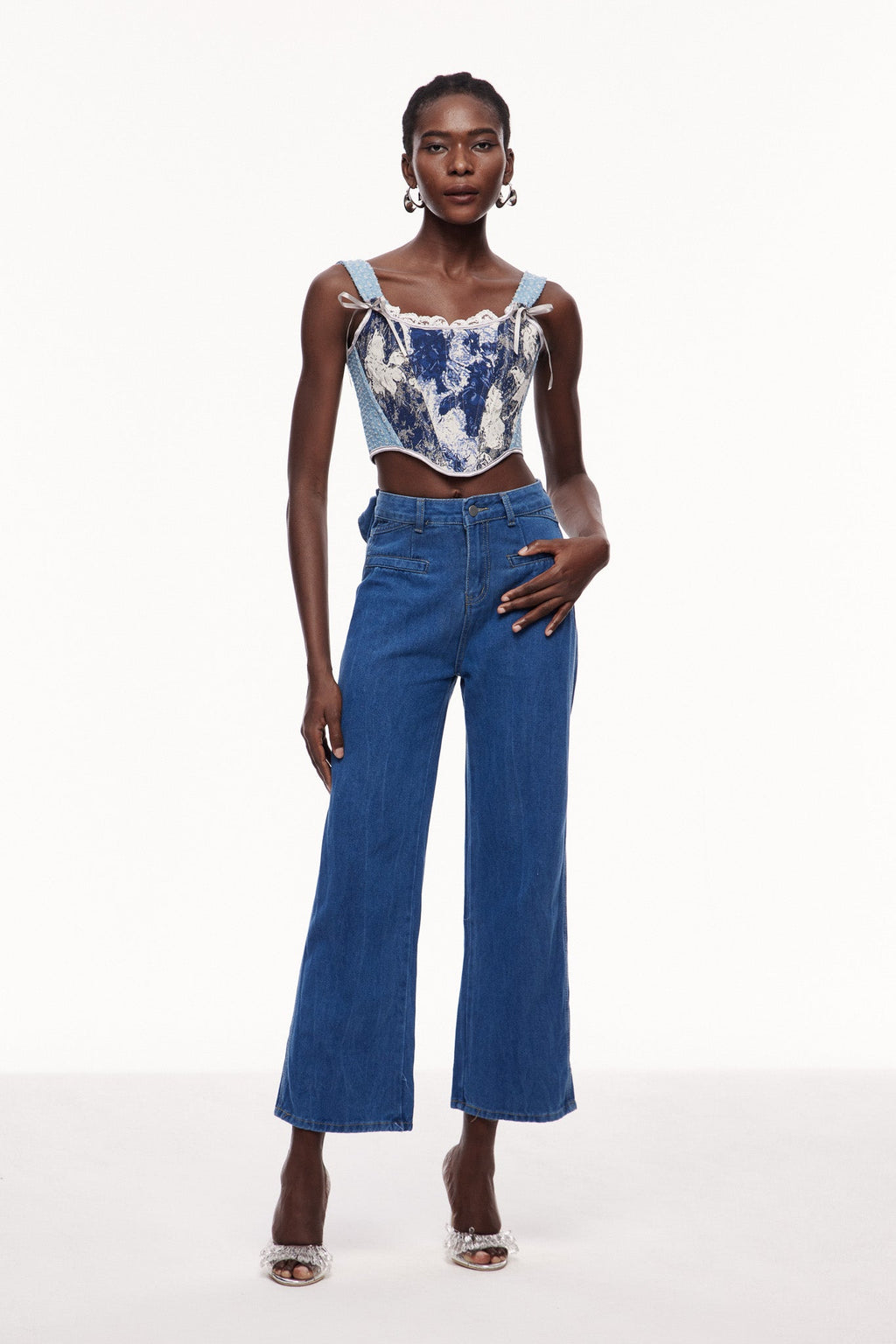 Celyn Print Sequin Corset Top