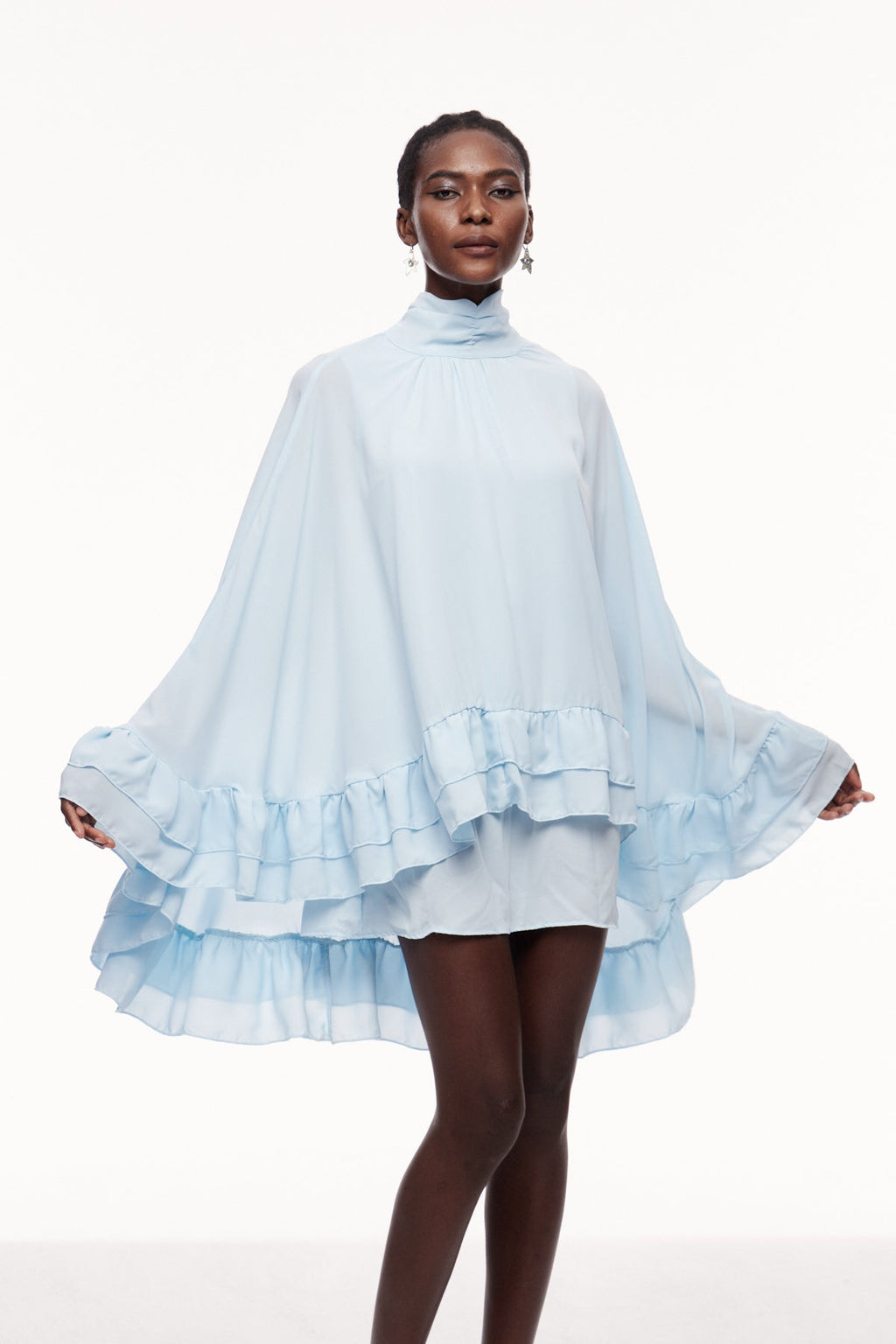 Cemile Ruffle Shawl Mini Dress