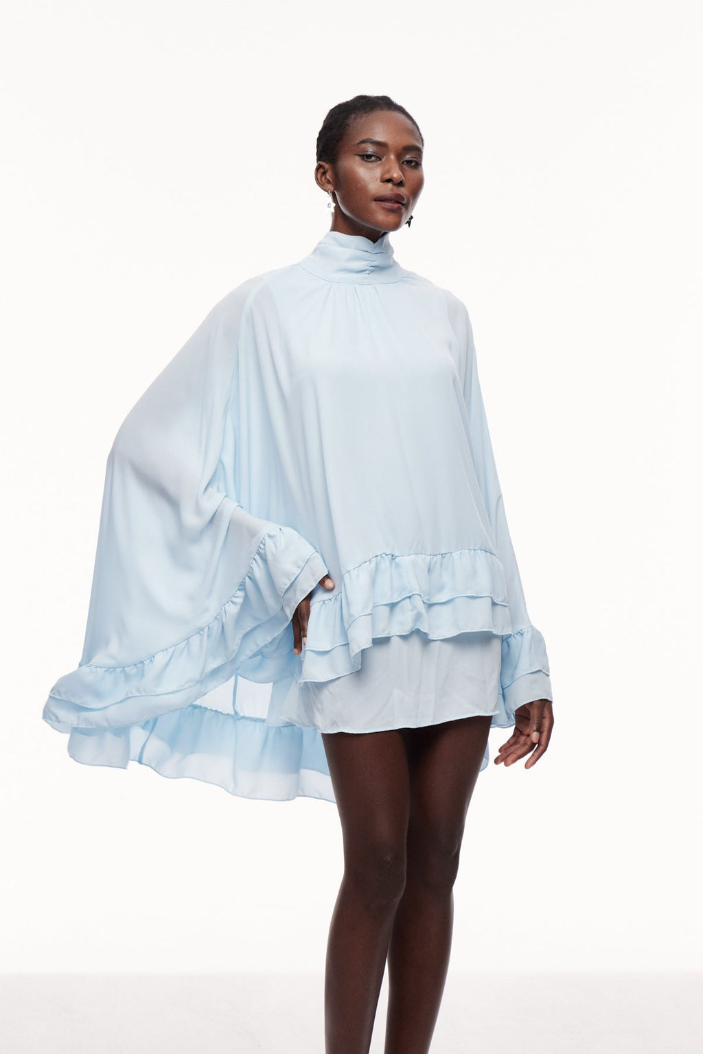 Cemile Ruffle Shawl Mini Dress