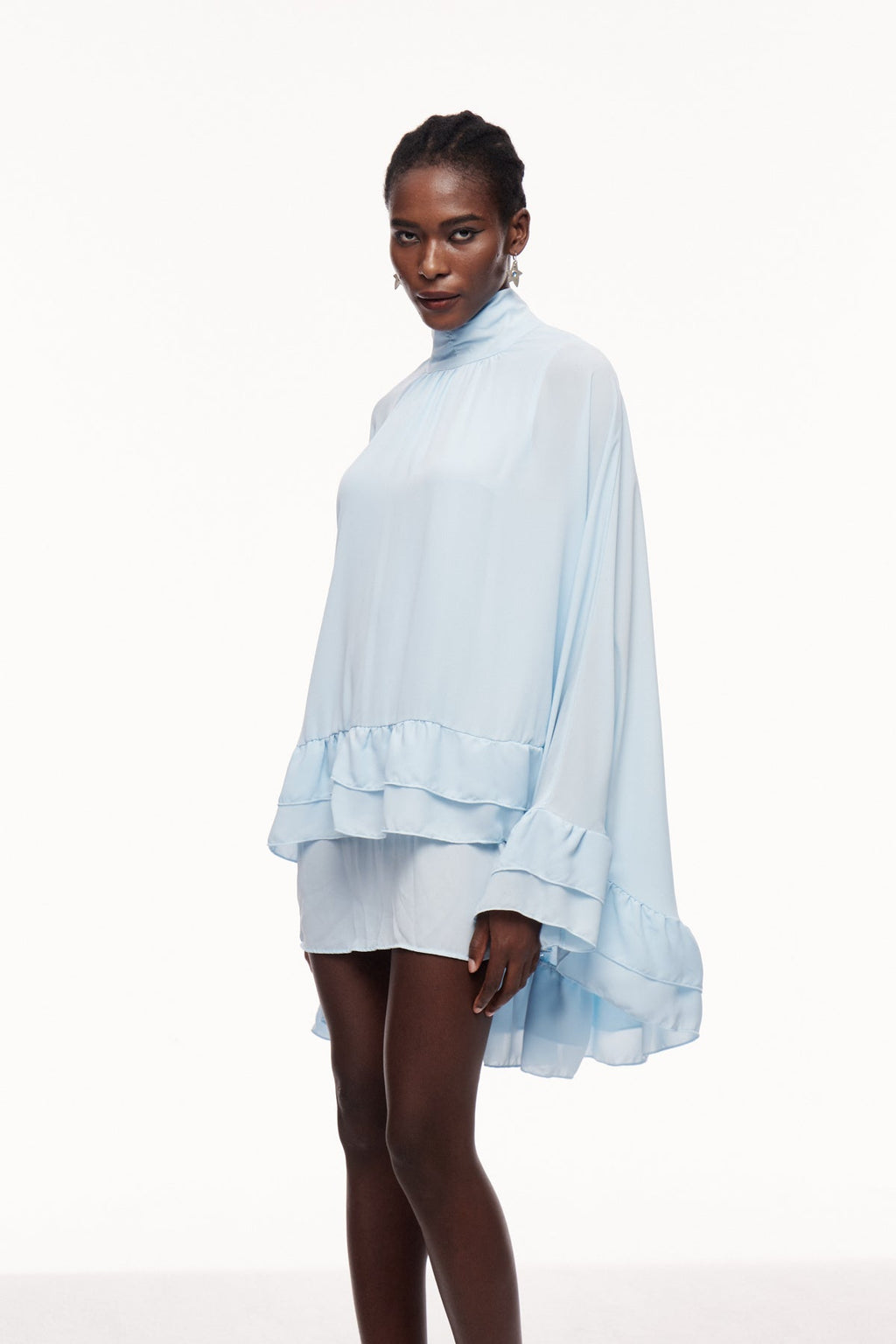 Cemile Ruffle Shawl Mini Dress