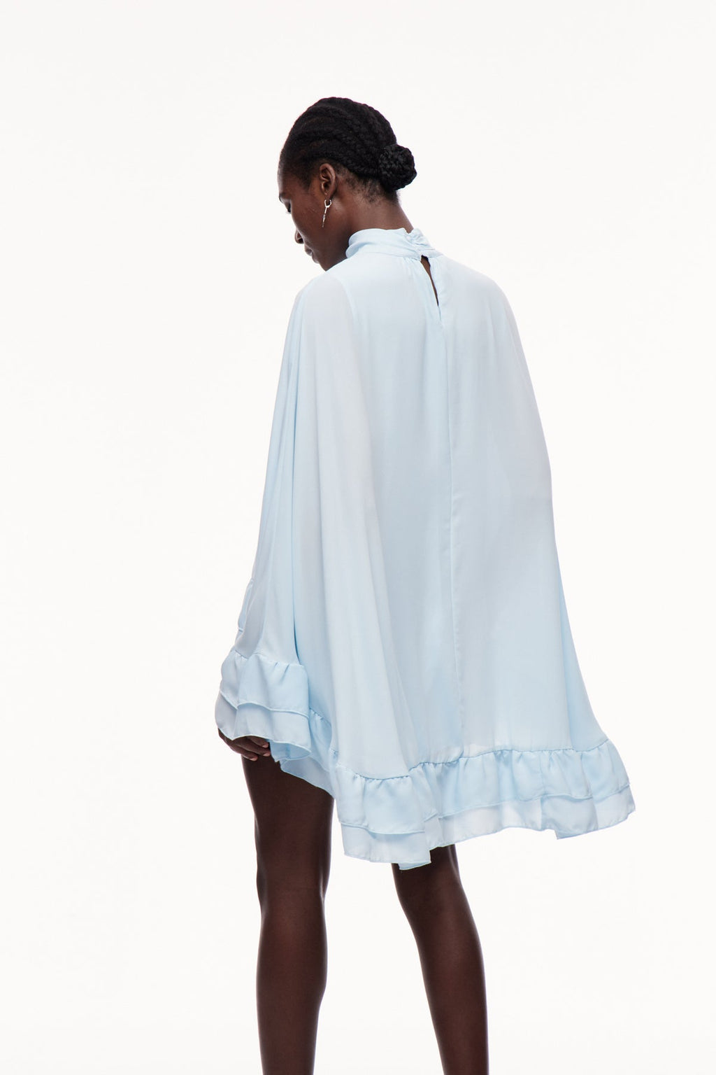 Cemile Ruffle Shawl Mini Dress