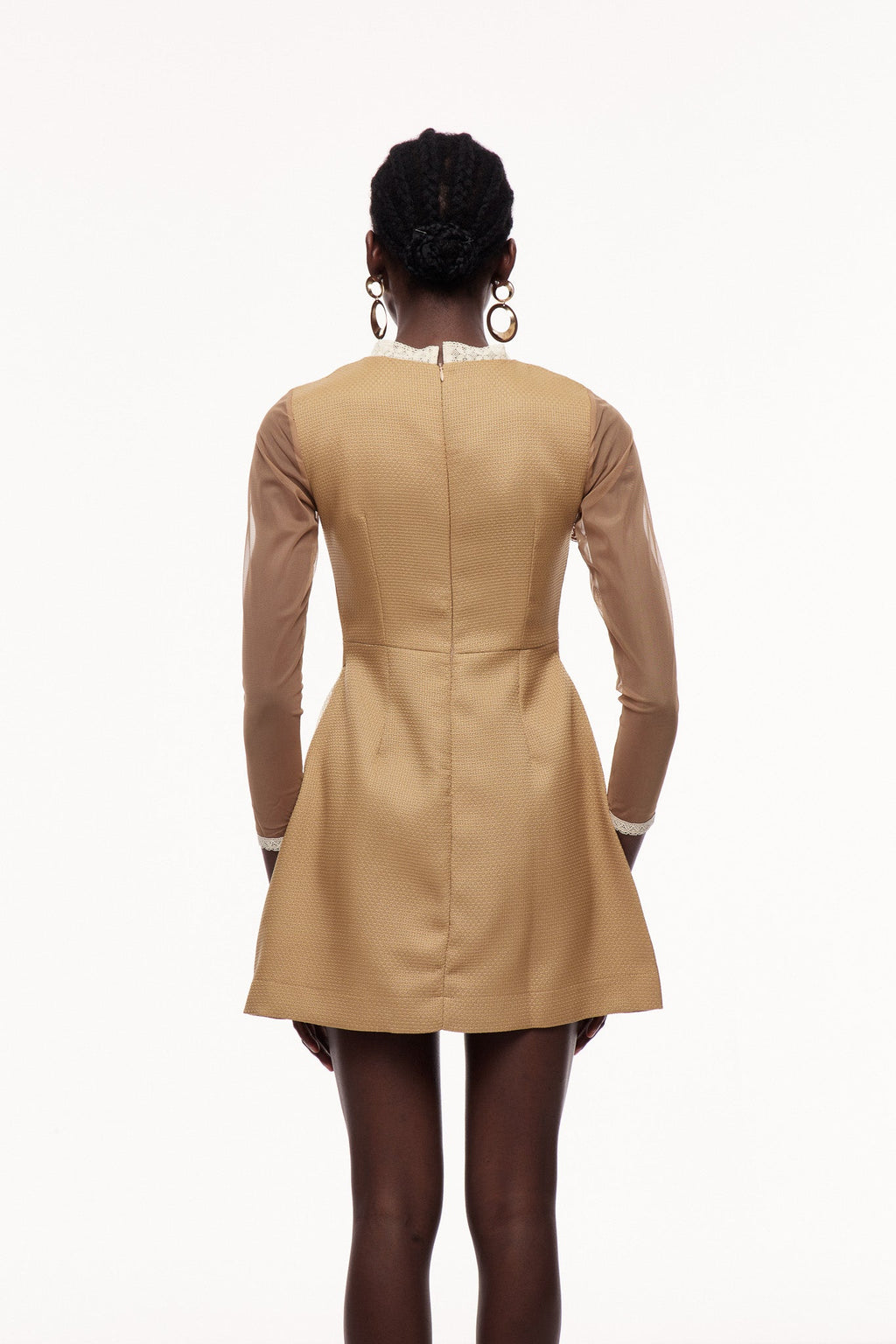 Cenk Lace Embroidered Long Sleeve Mini Dress