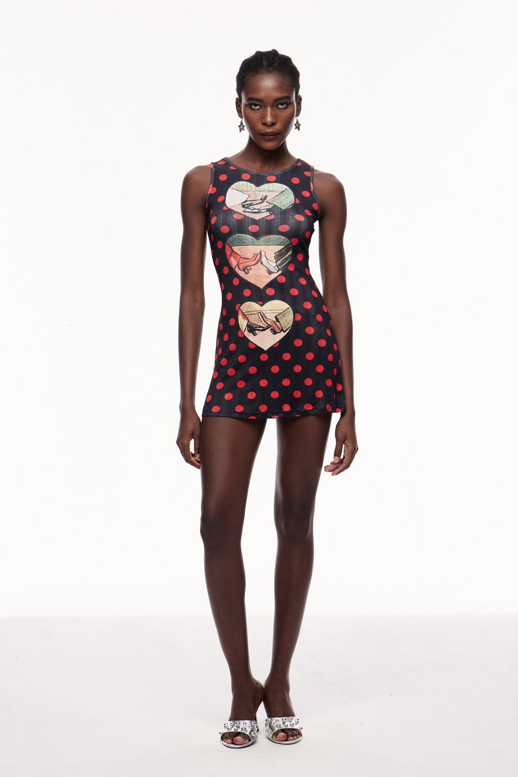 Ceolmund Dot Heart Sleeveless Mini Dress