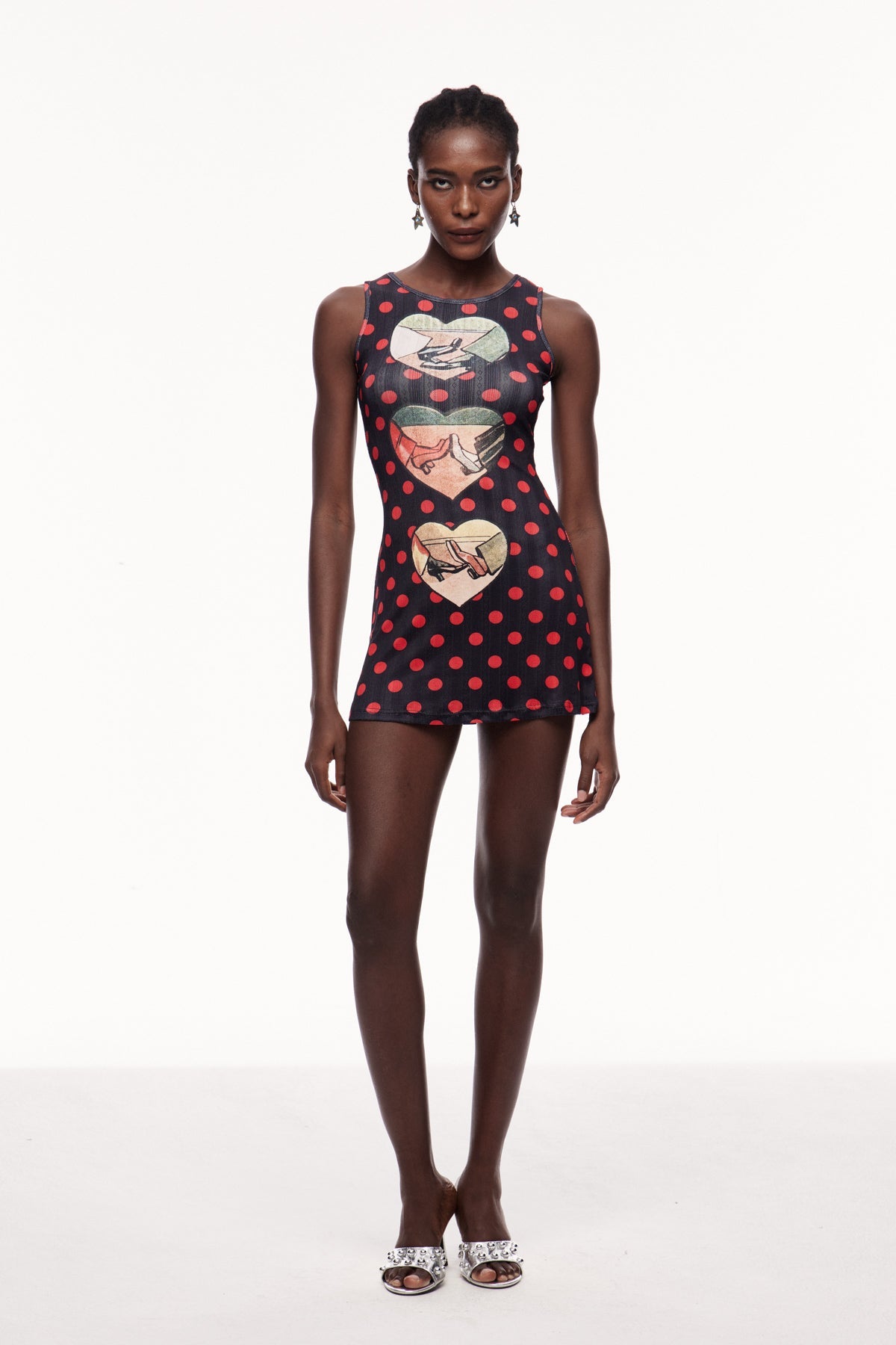 Ceolmund Dot Heart Sleeveless Mini Dress