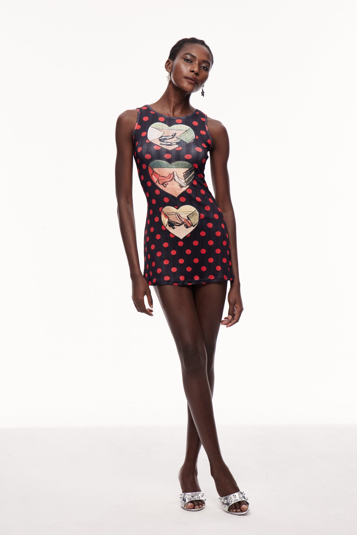 Ceolmund Dot Heart Sleeveless Mini Dress