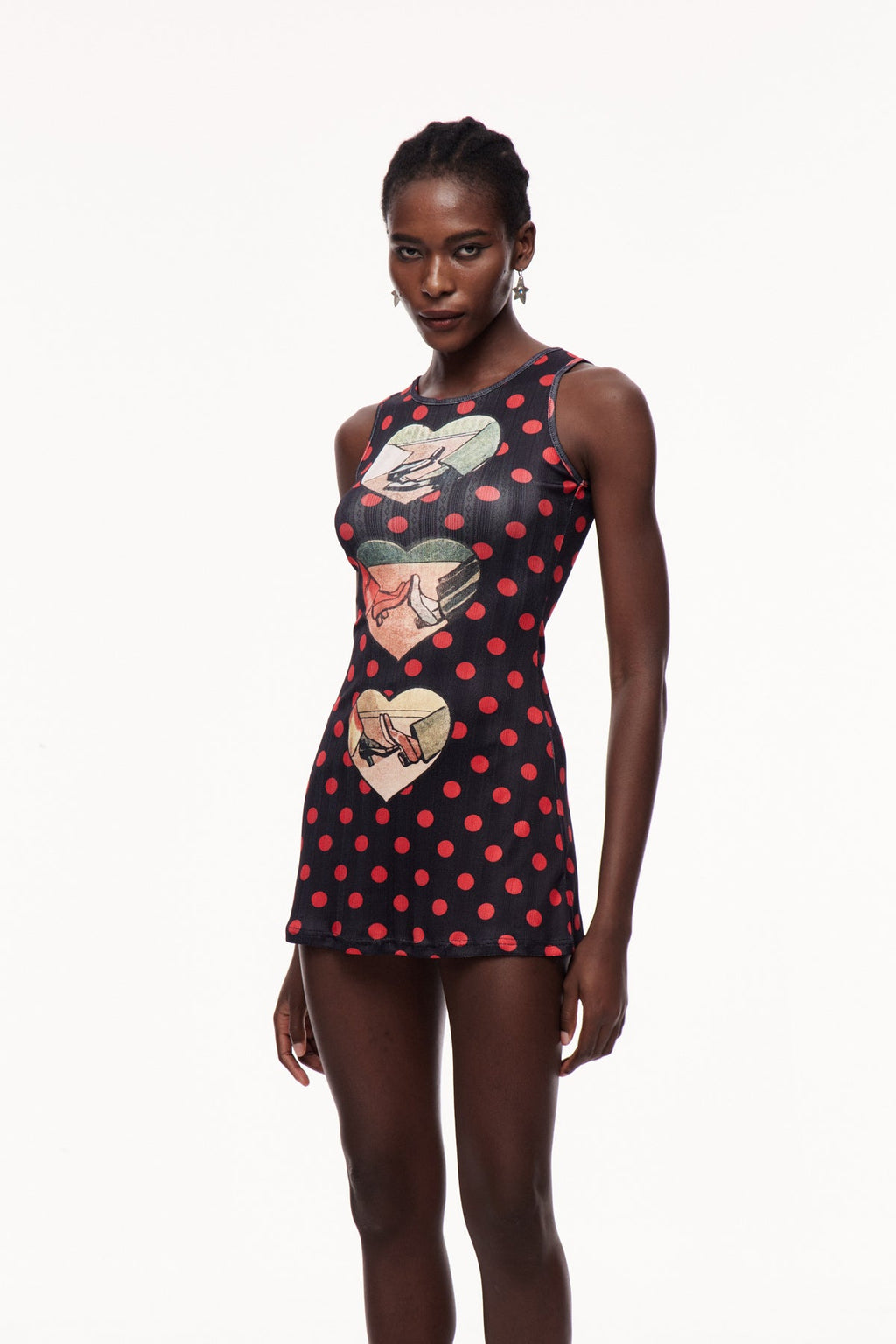 Ceolmund Dot Heart Sleeveless Mini Dress