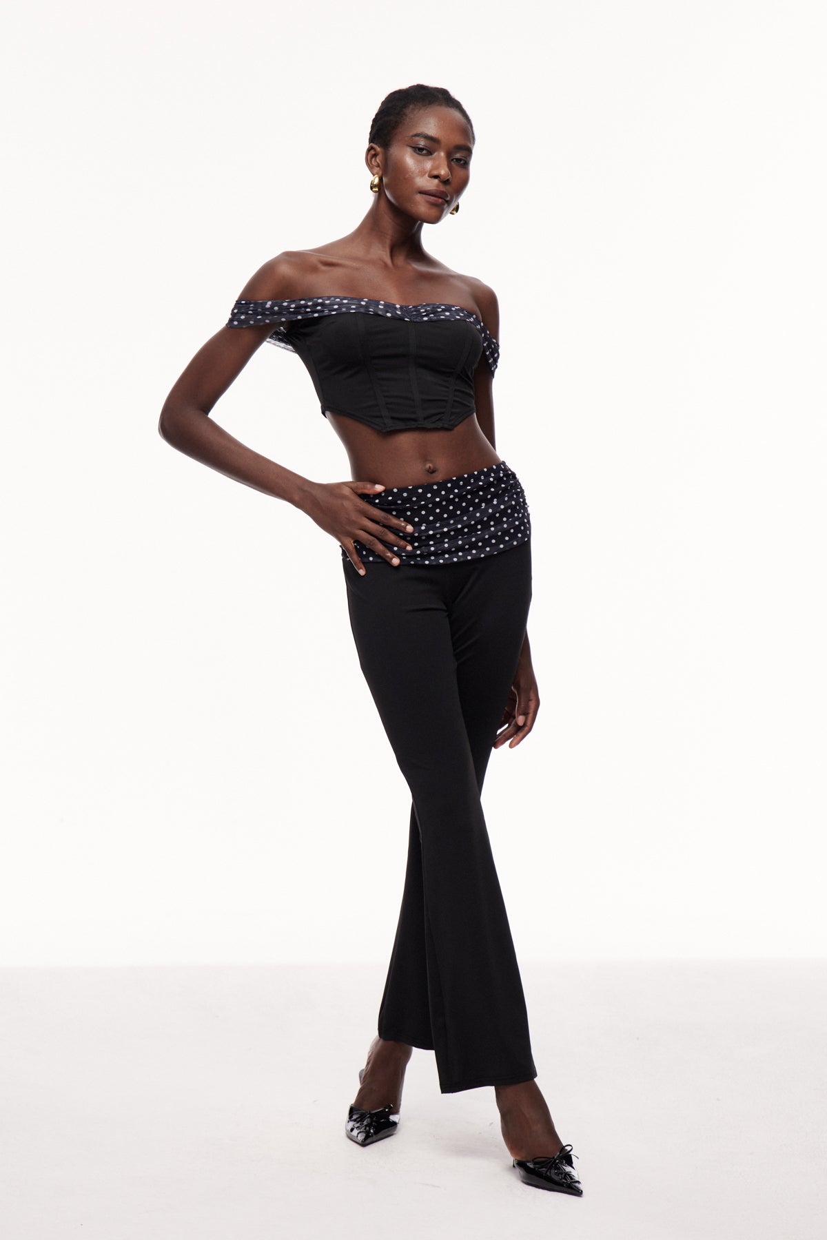 Cephas Dot Ruch Off Shoulder Pants Set