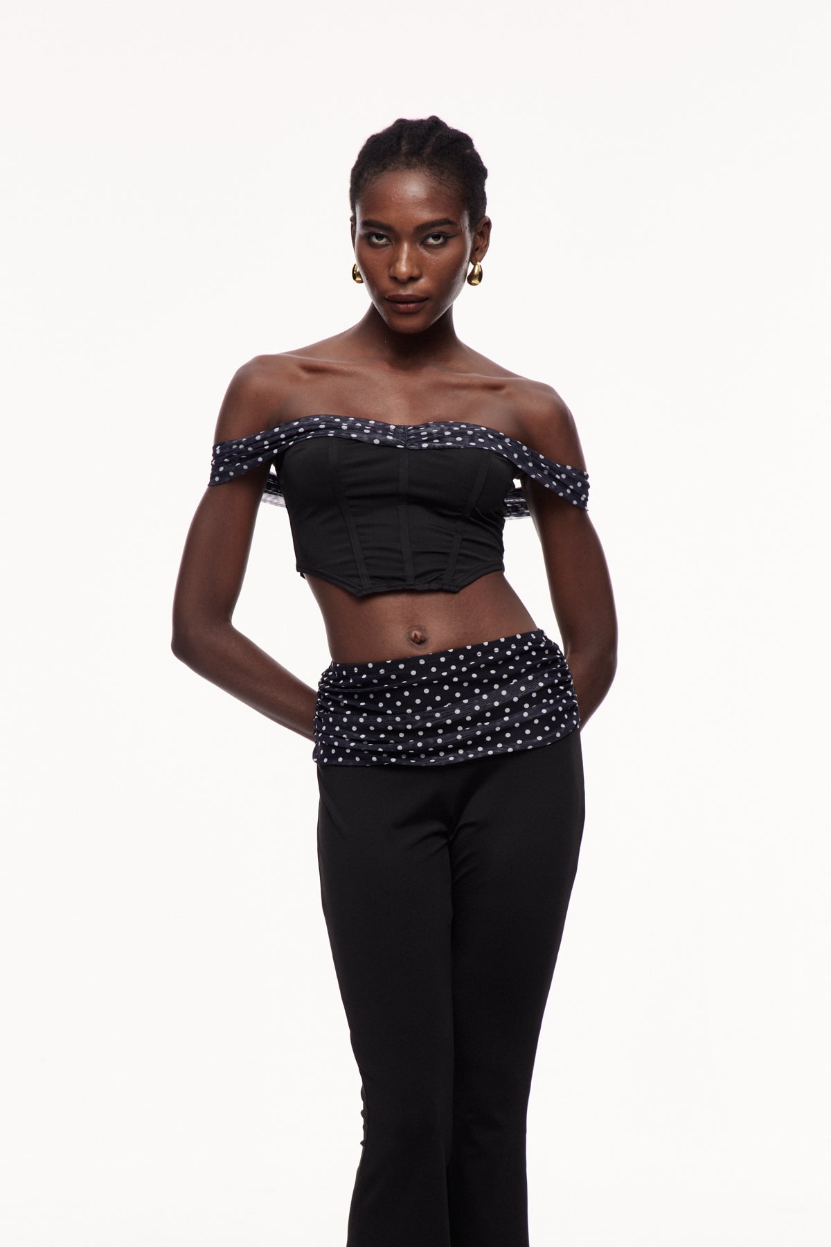 Cephas Dot Ruch Off Shoulder Pants Set