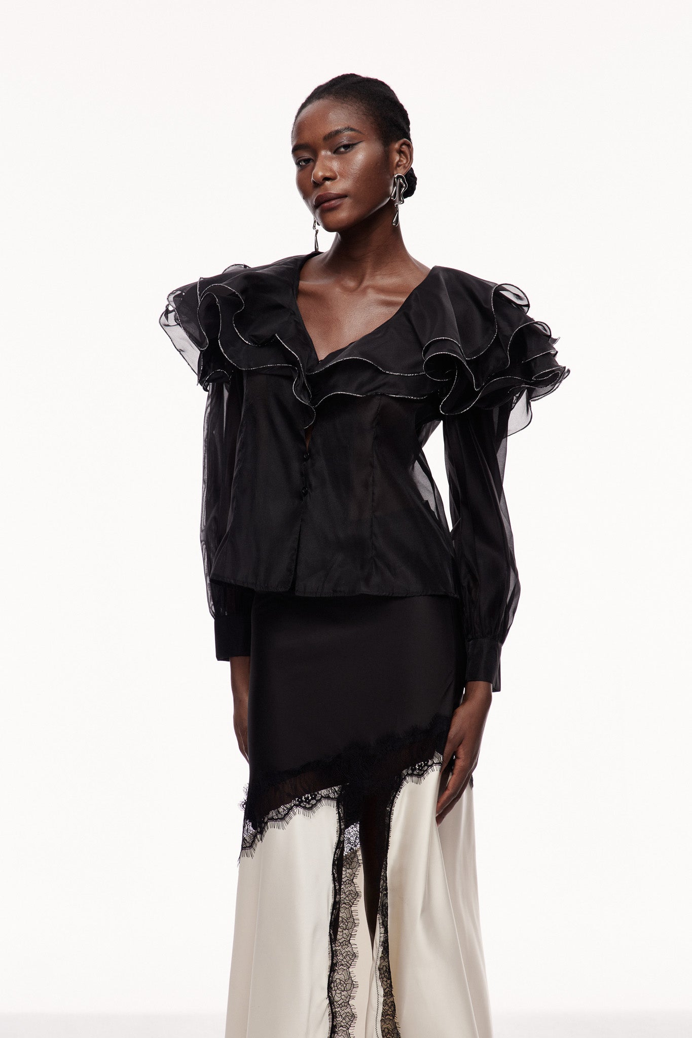 Cerball Ruffle Long Sleeve Top