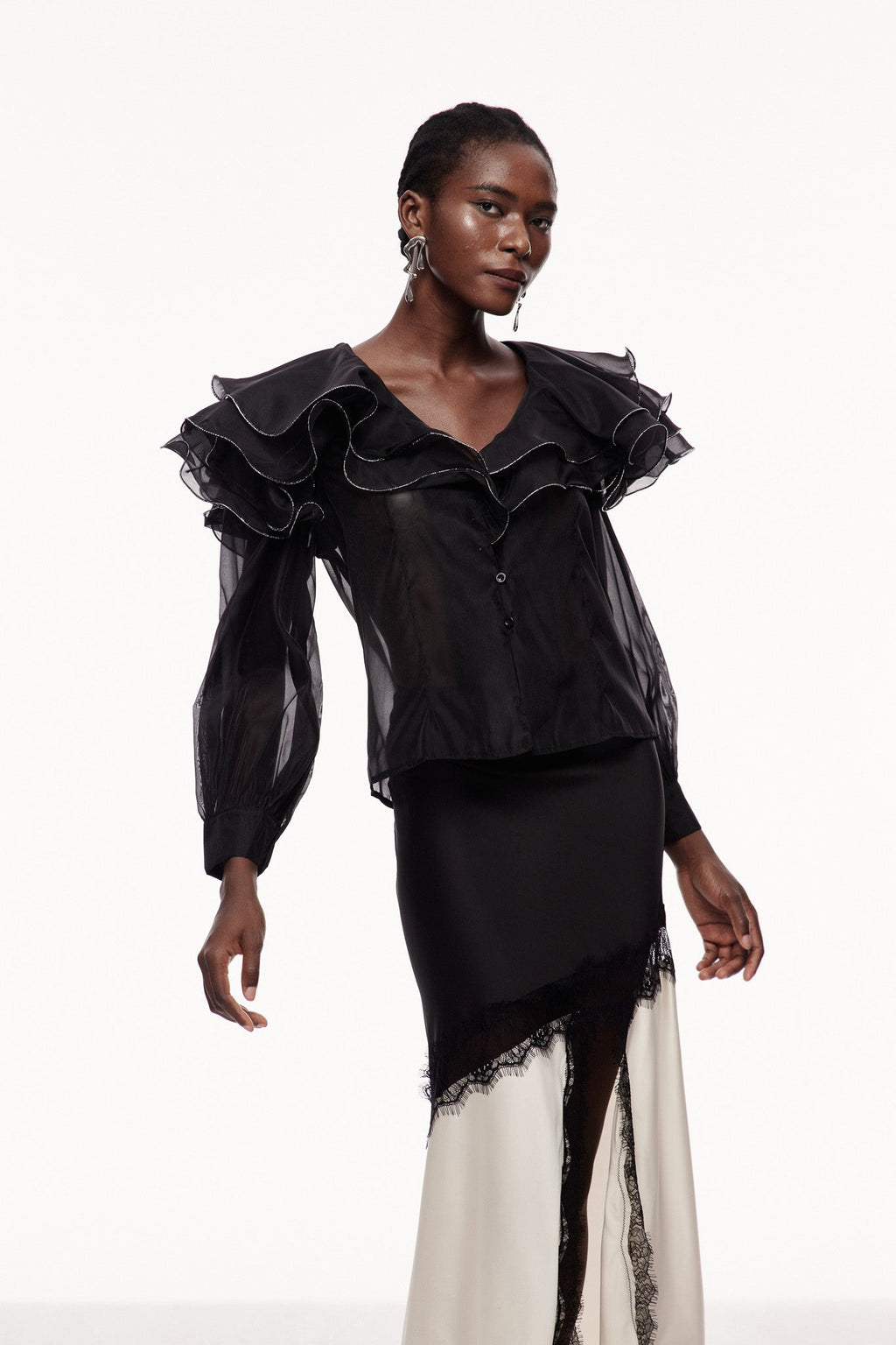 Cerball Ruffle Long Sleeve Top