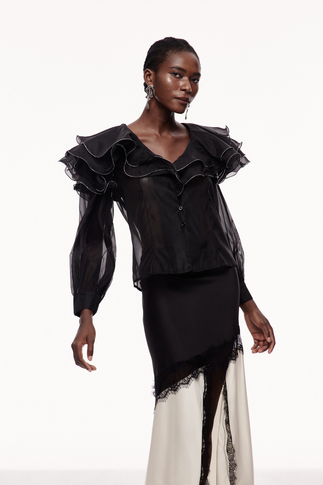 Cerball Ruffle Long Sleeve Top