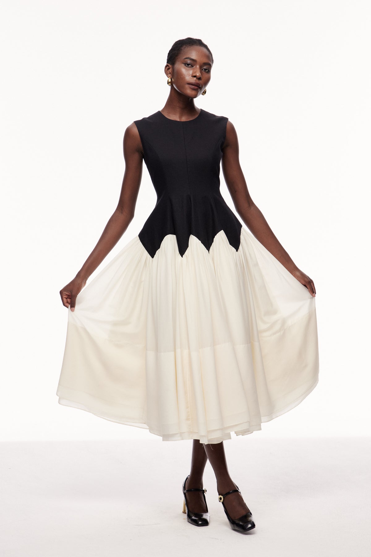 Ceres Ruffle Sleeveless Midi Dress