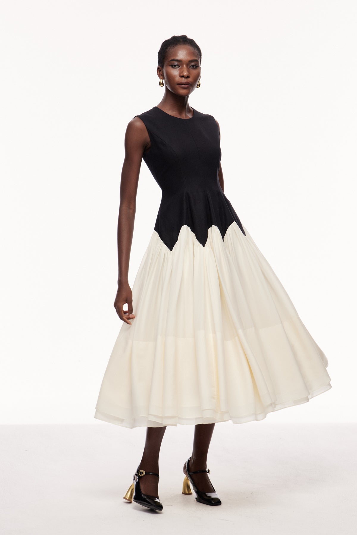 Ceres Ruffle Sleeveless Midi Dress