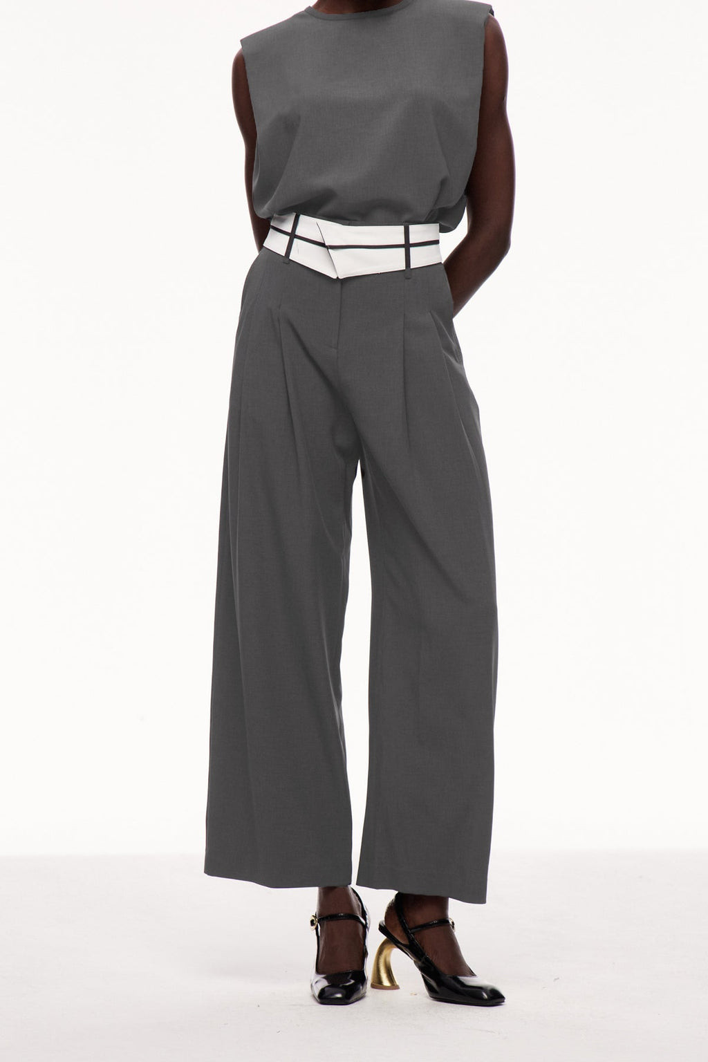 Cerise Lapel Deconstruct Pants