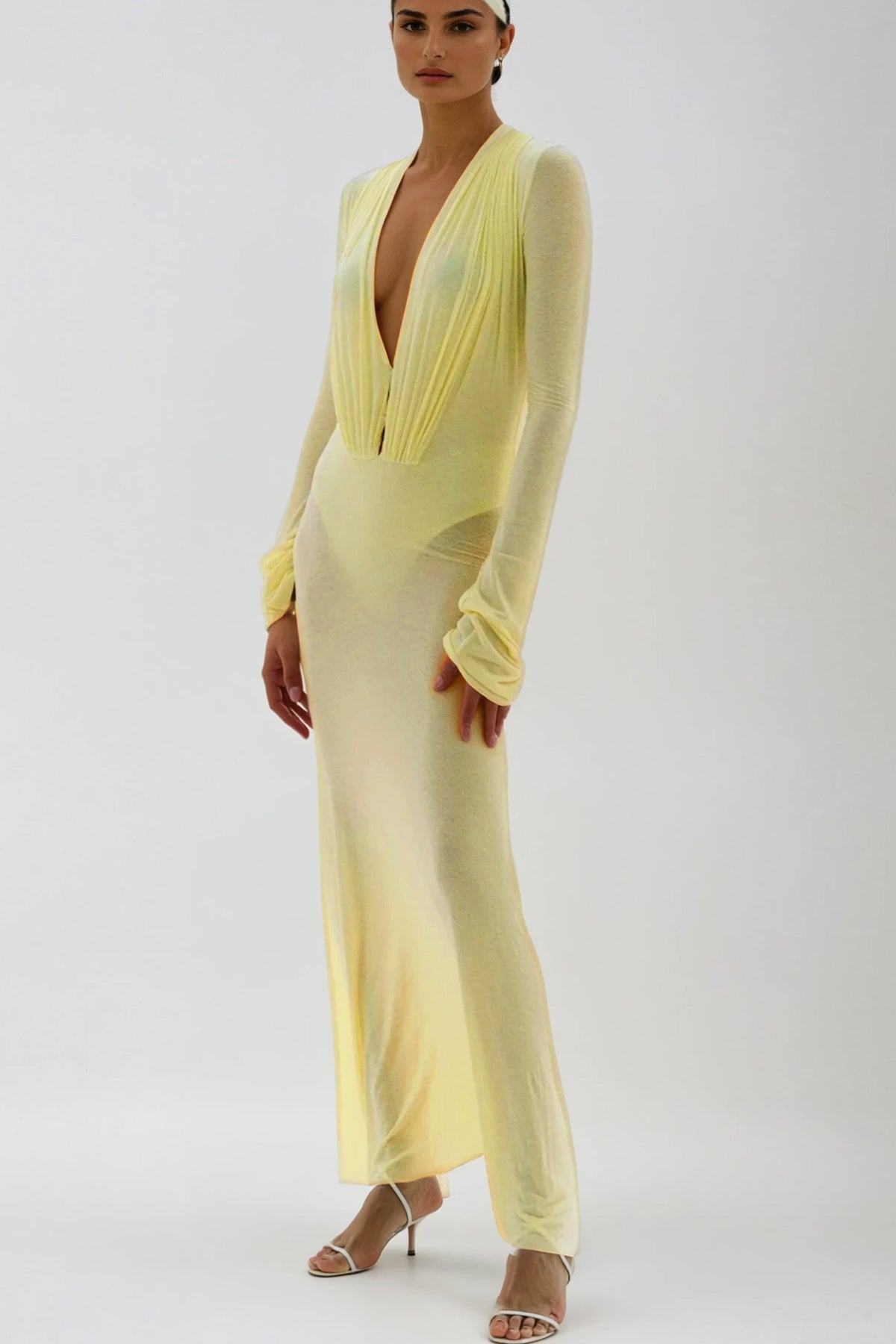 Cerys Plunge Ruch Maxi Dress